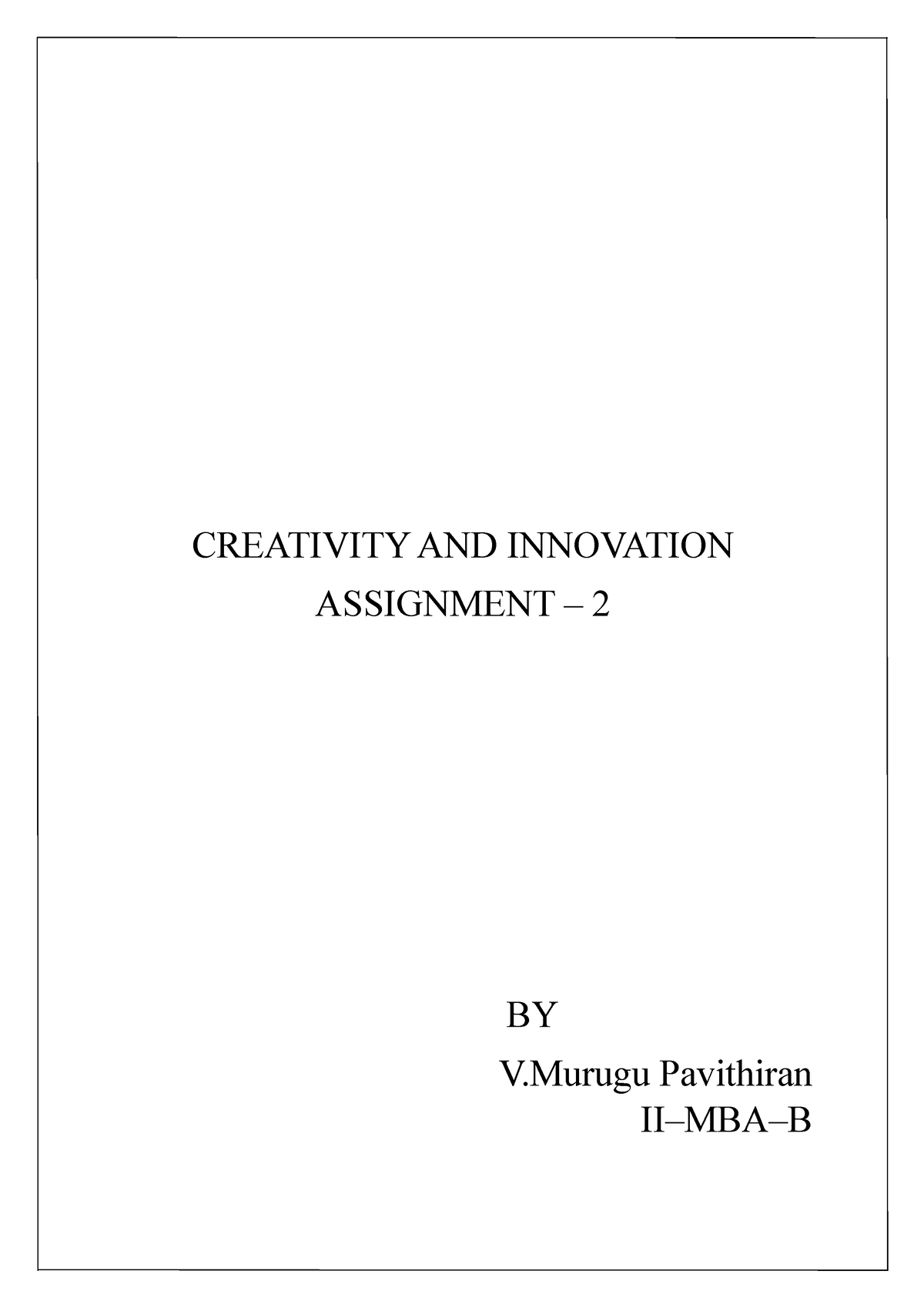 creativity and innovation assignment