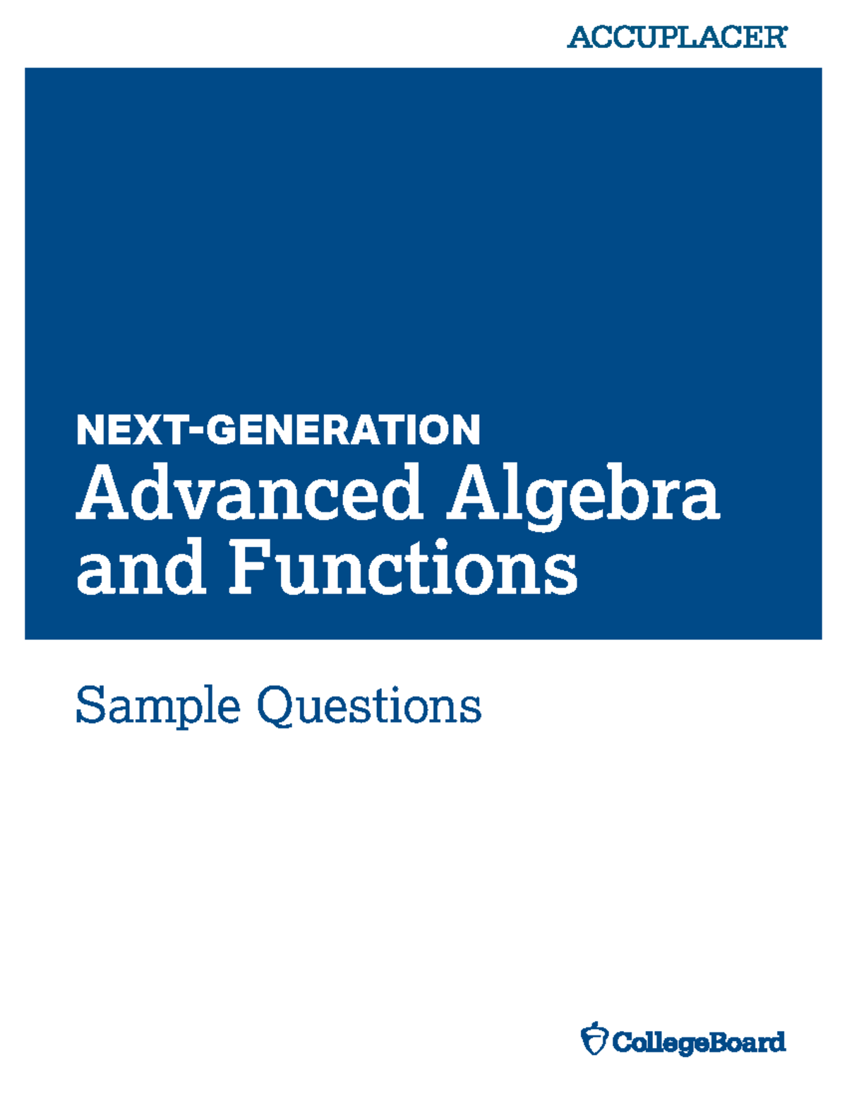 Next generation sample questions advanced alegbra and functions - NEXT ...