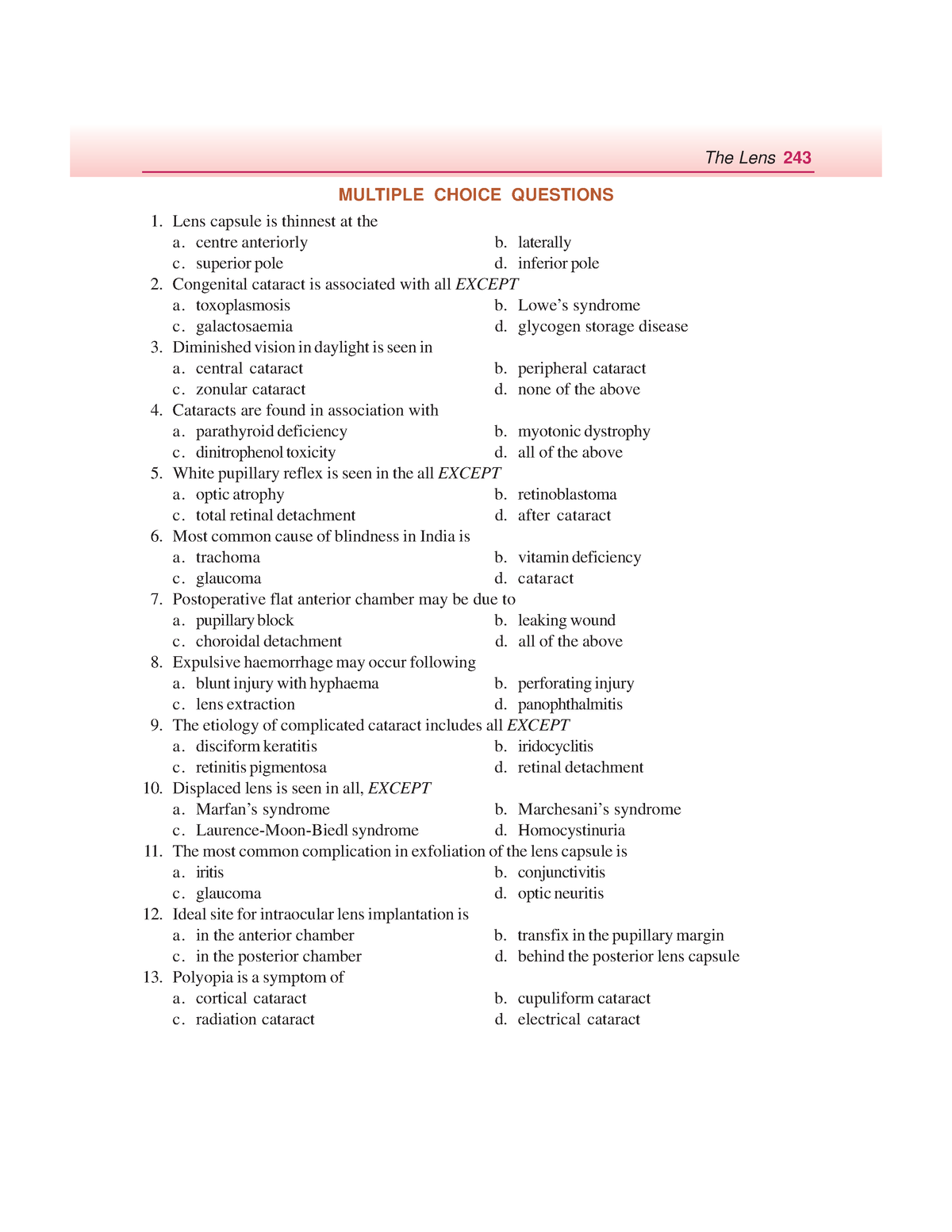 Multiple choice questions of lens The Lens 243 MULTIPLE CHOICE