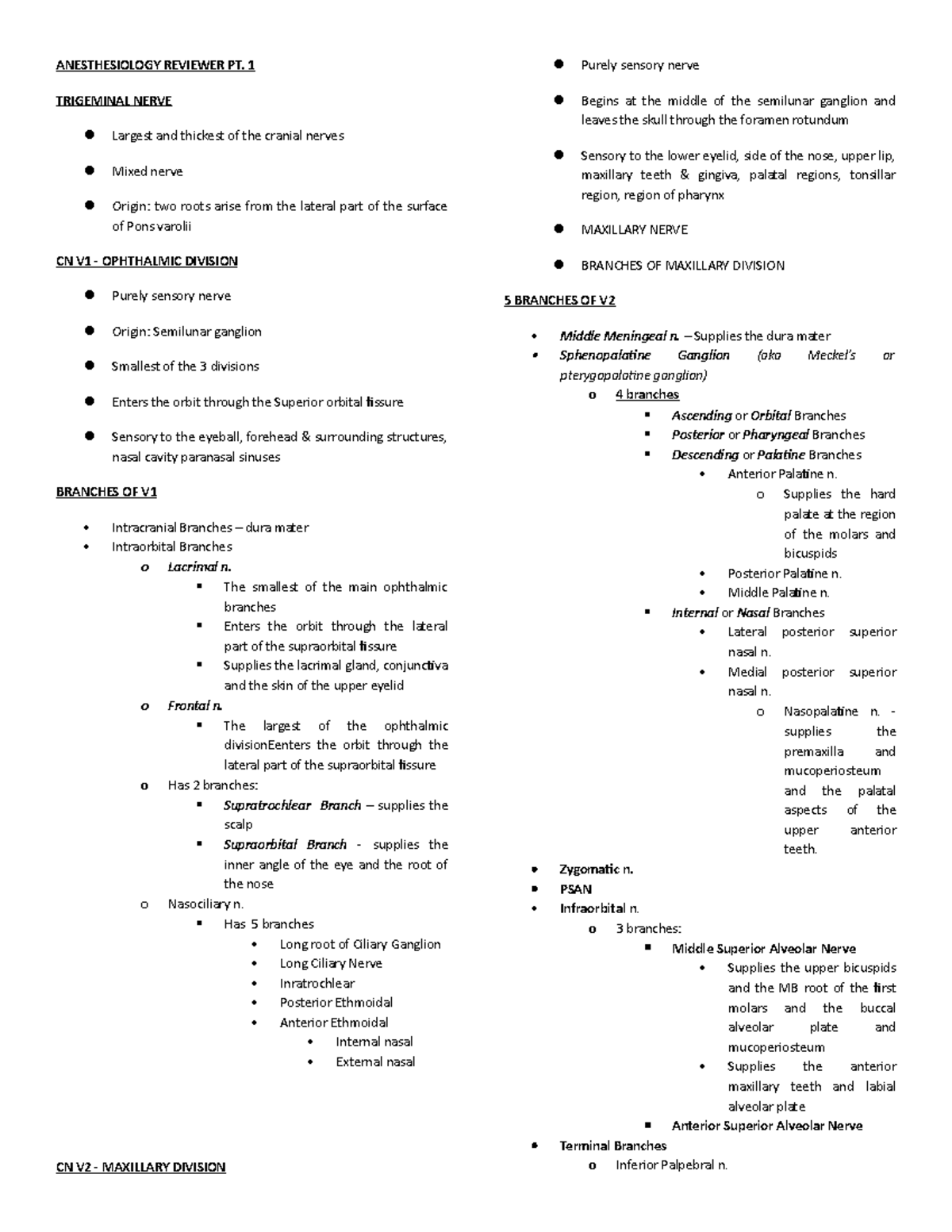 1. Trigeminal Nerve and all you need to know - ANESTHESIOLOGY REVIEWER ...