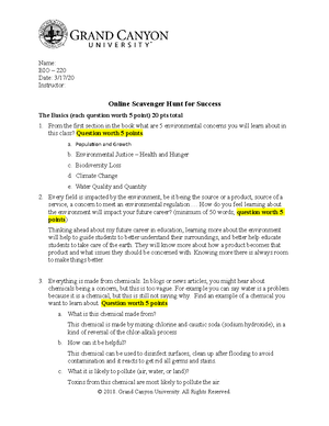 Online Scavenger Hunt For Success Resource Bio 220 Environmental Studocu