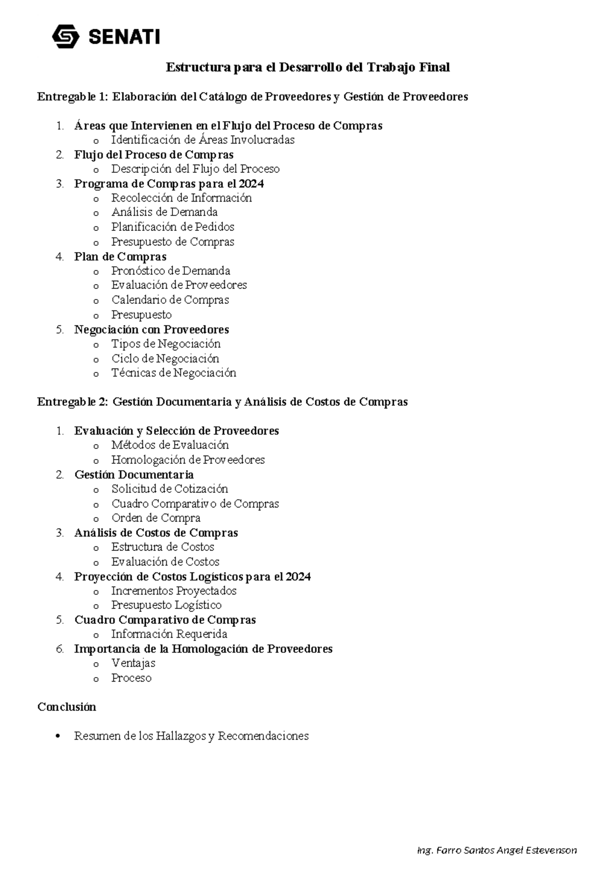 Estructura para el Desarrollo del Trabajo Final - Gestion DE Compras Y ...