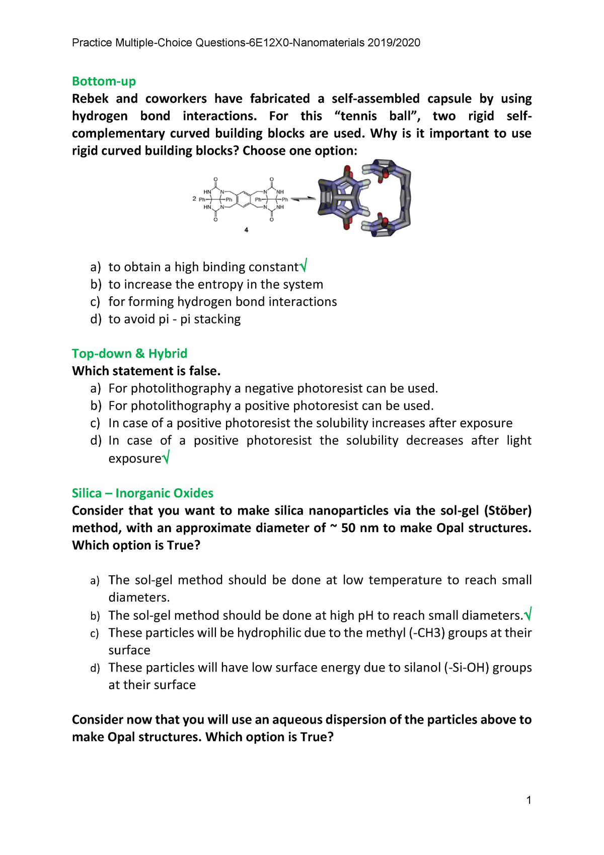 Practice Exam Nanomaterials 2020 Warning Tt Undefined Function 32 Warning Tt Undefined 6534