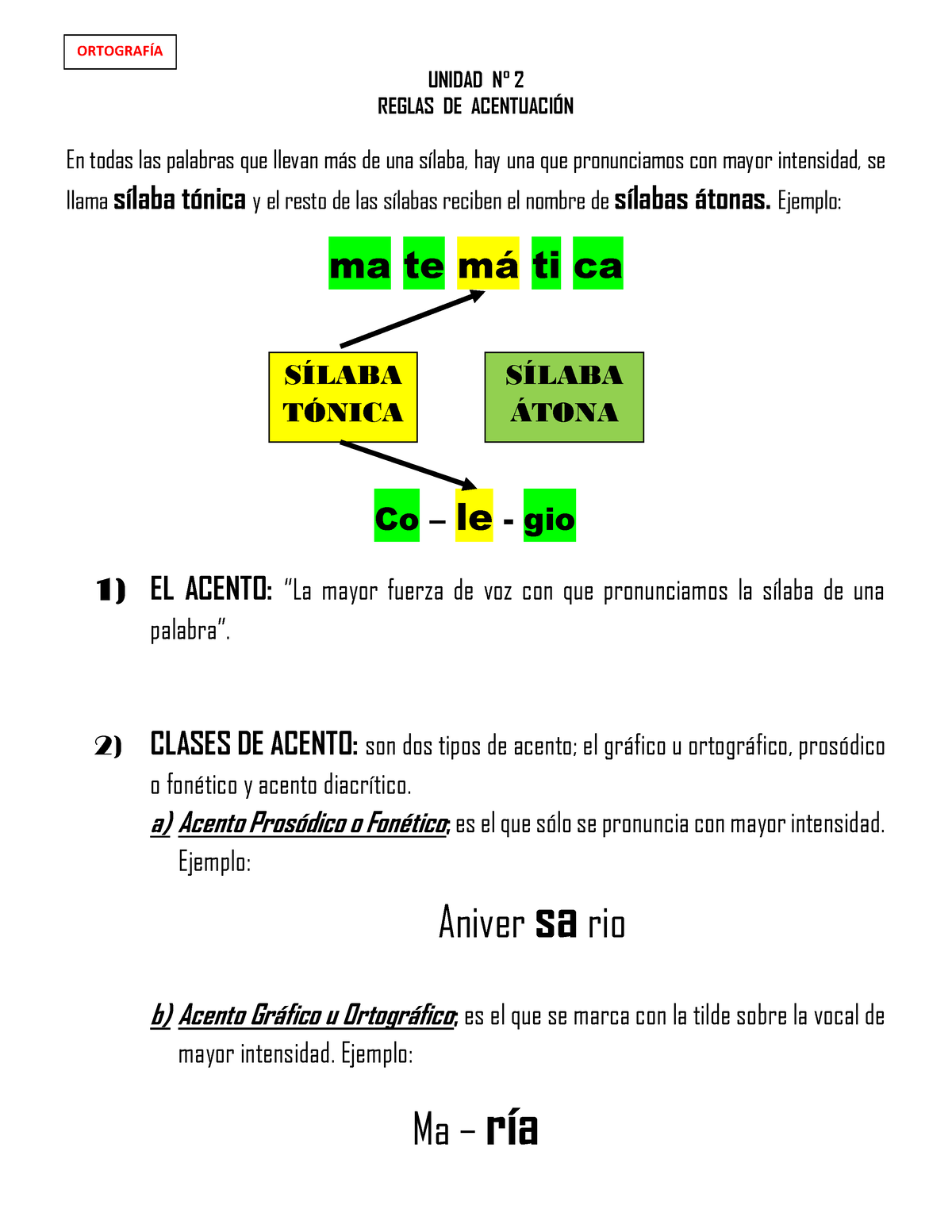 TEMA Acento 2 - Gisela - UNIDAD N∞ 2 REGLAS DE ACENTUACI”N ####### En ...