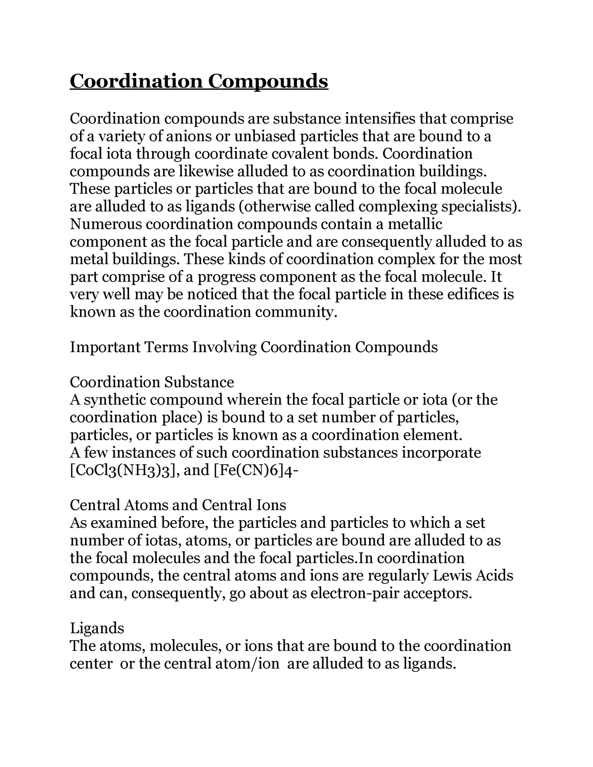 research paper on coordination compounds