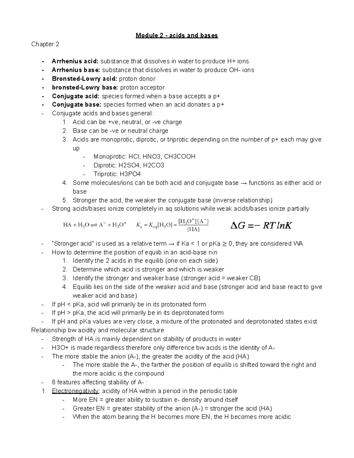 Module 2 Chapter 2 - acids and bases - Module 2 - acids and bases ...