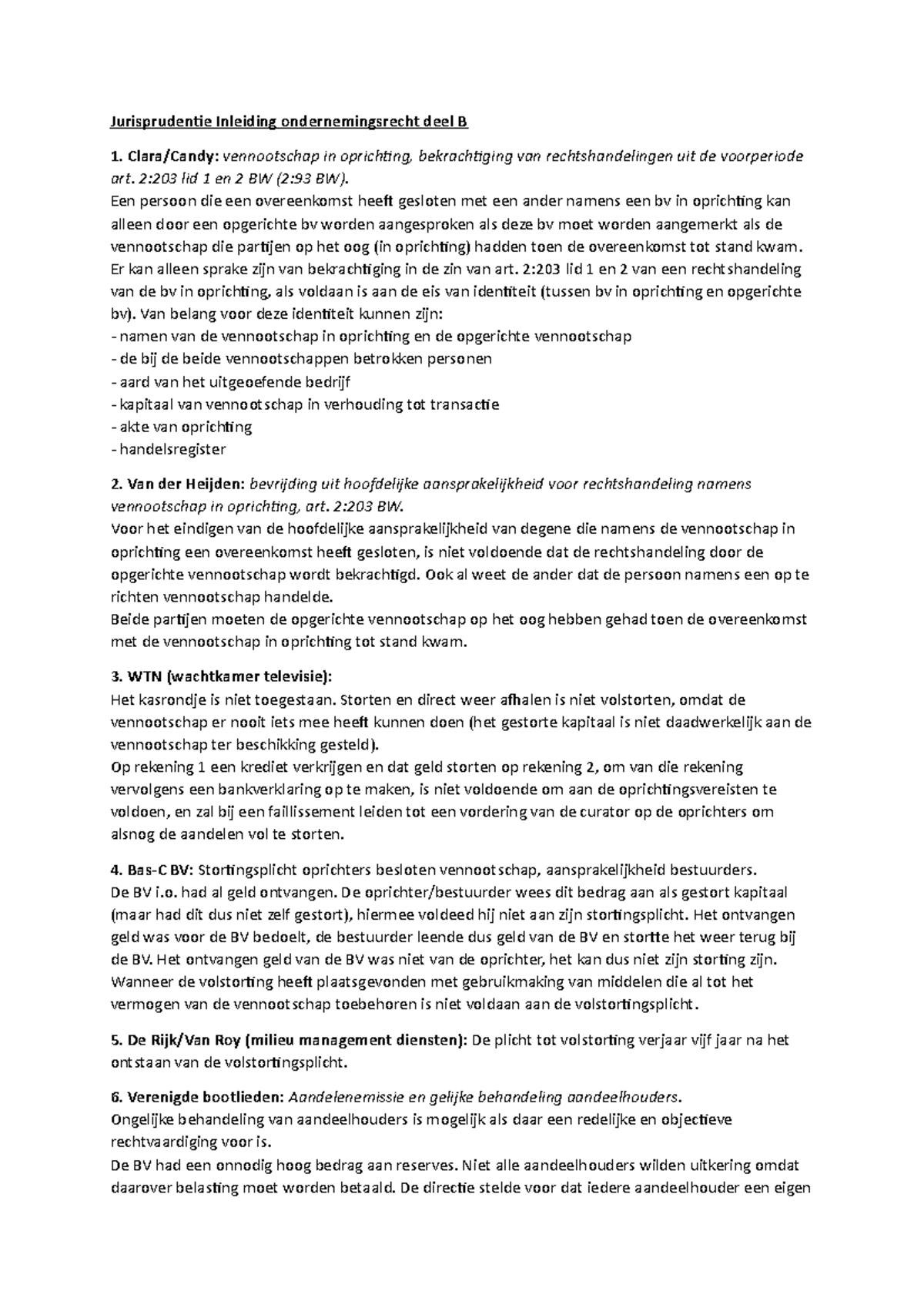 Arrest - Samenvatting Jurisprudentie Deel B - Jurisprudentie Inleiding ...