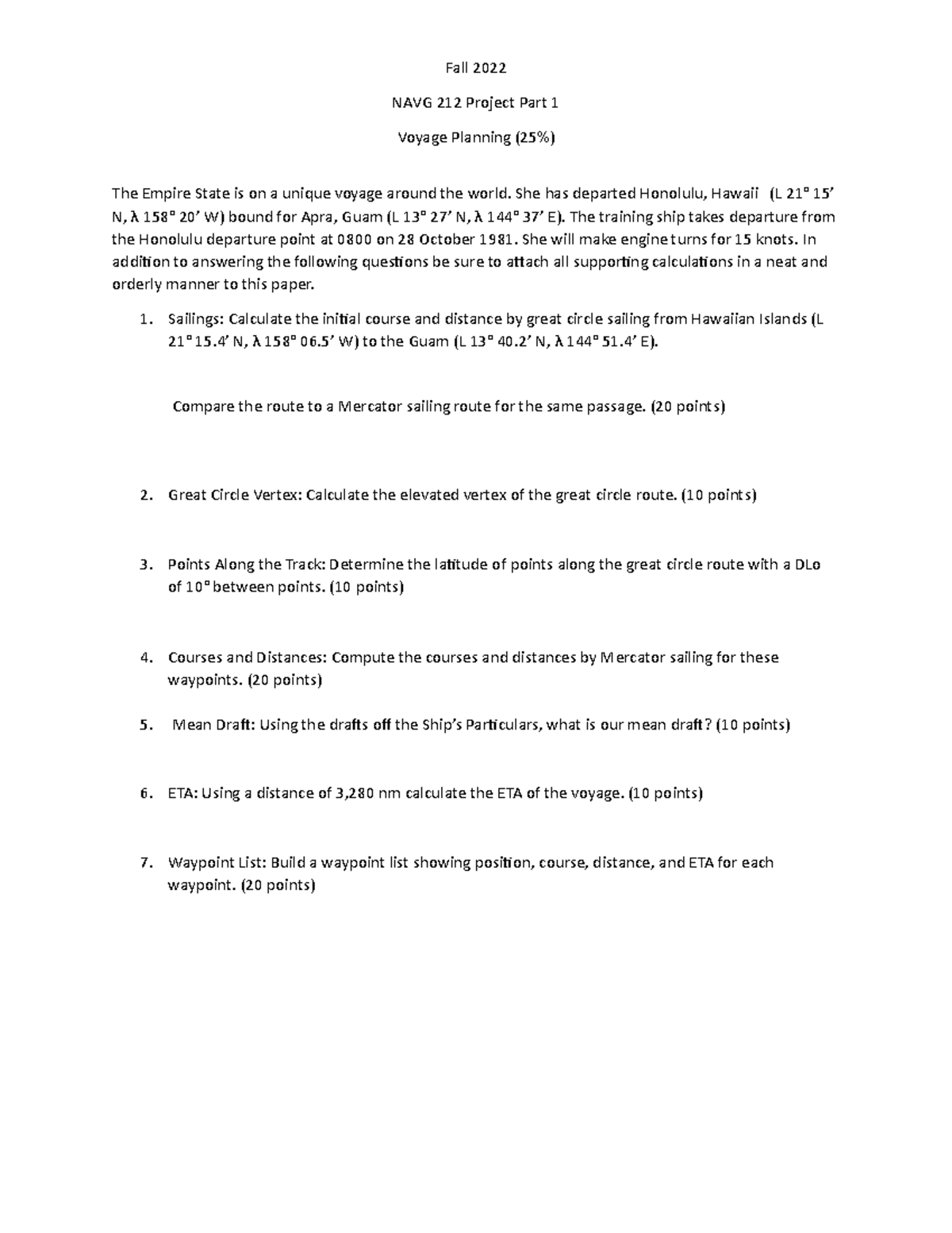 Fall 2022 Cel Nav Project Part 1 Fall 2022 NAVG 212 Project Part 1