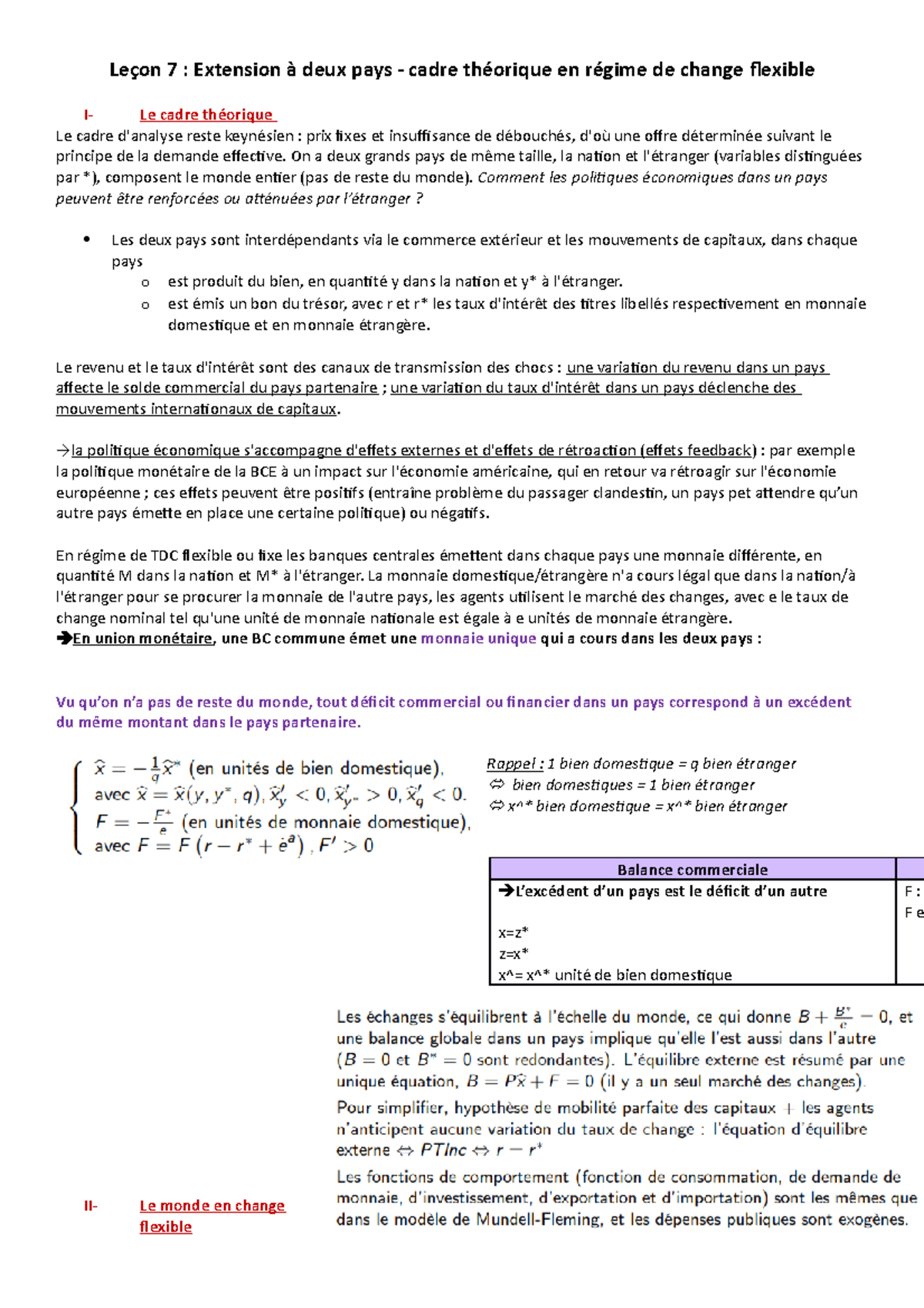 L2S2-Leçon 7 - Extension à deux pays - cadre théorique en régime de ...