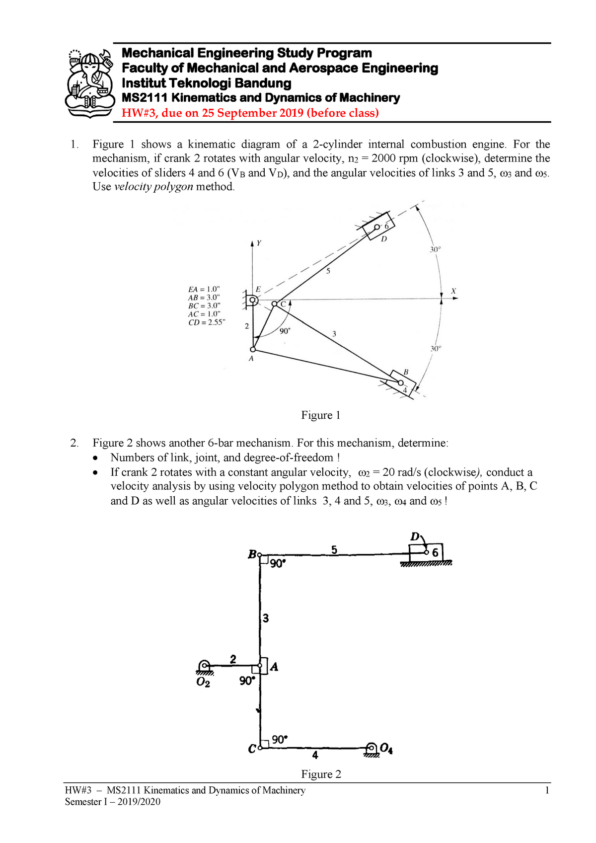 HW3 - MS2111 - kinematika dan dinamika - HW#3 – MS2111 Kinematics and ...