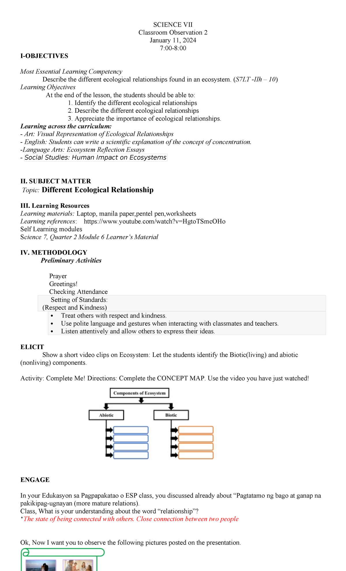 Semi Detailed Lesson Plan - SCIENCE VII Classroom Observation 2 January ...