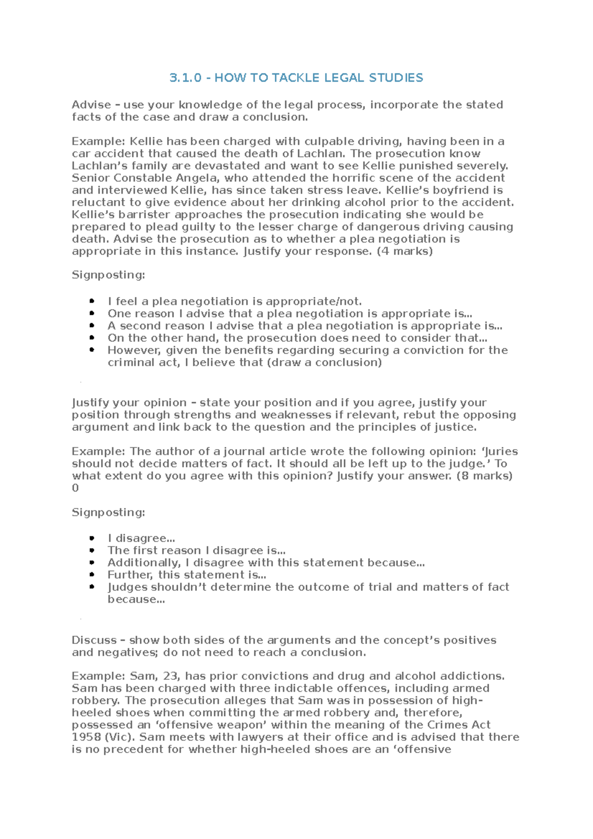 unit 3 notes for legal studies vaca study design - 3.1 - HOW TO TACKLE ...