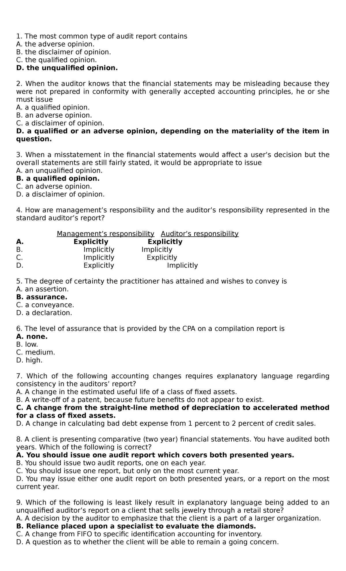 auditing-theory-quiz-5-the-most-common-type-of-audit-report