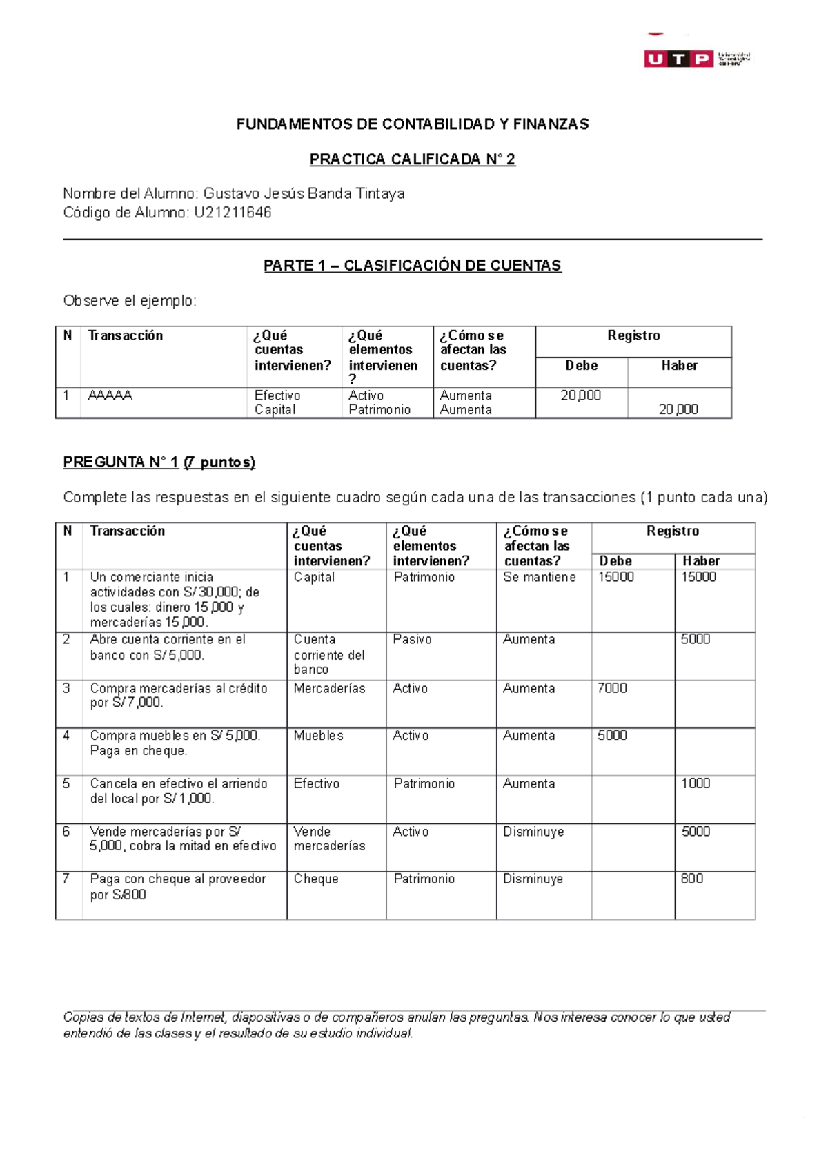 Pc2-04 - Examen Numero 04 De Fundamentos De Contabilidad Y Finanzas, No ...