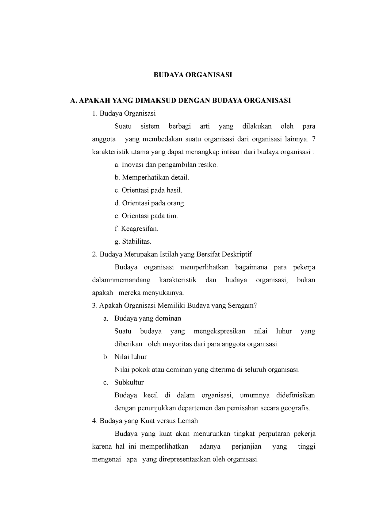 Budaya Organisasi - BUDAYA ORGANISASI A. APAKAH YANG DIMAKSUD DENGAN ...