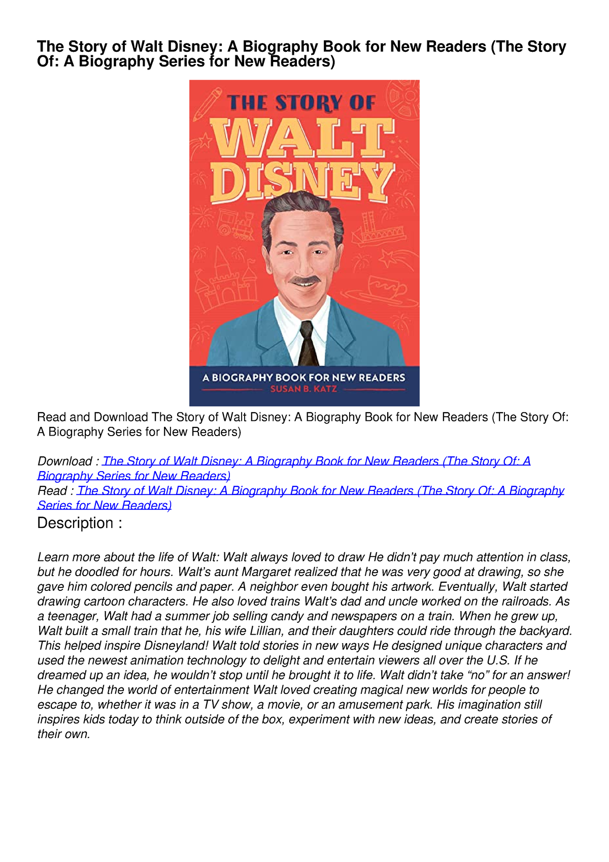 walt disney a biography louise krasniewicz