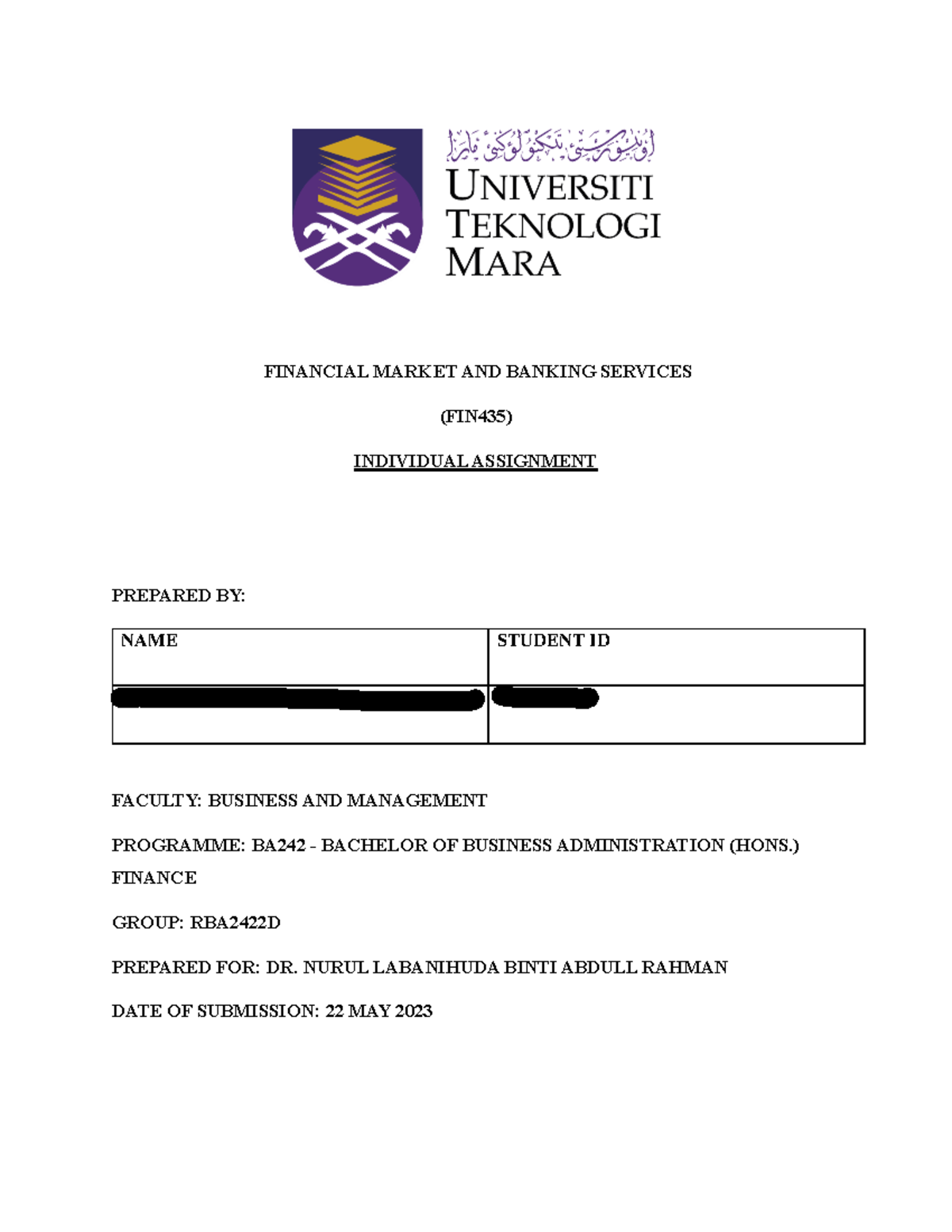 individual assignment fin435