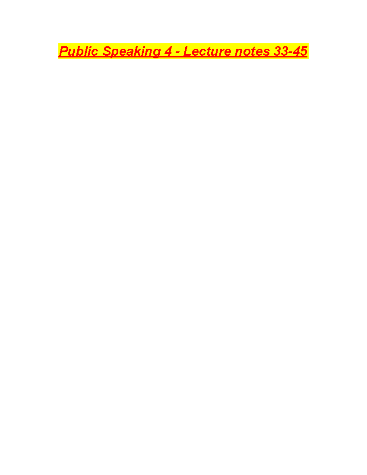 Public Speaking 4 - Lecture notes 33-45 - COMM 3003 - Studocu