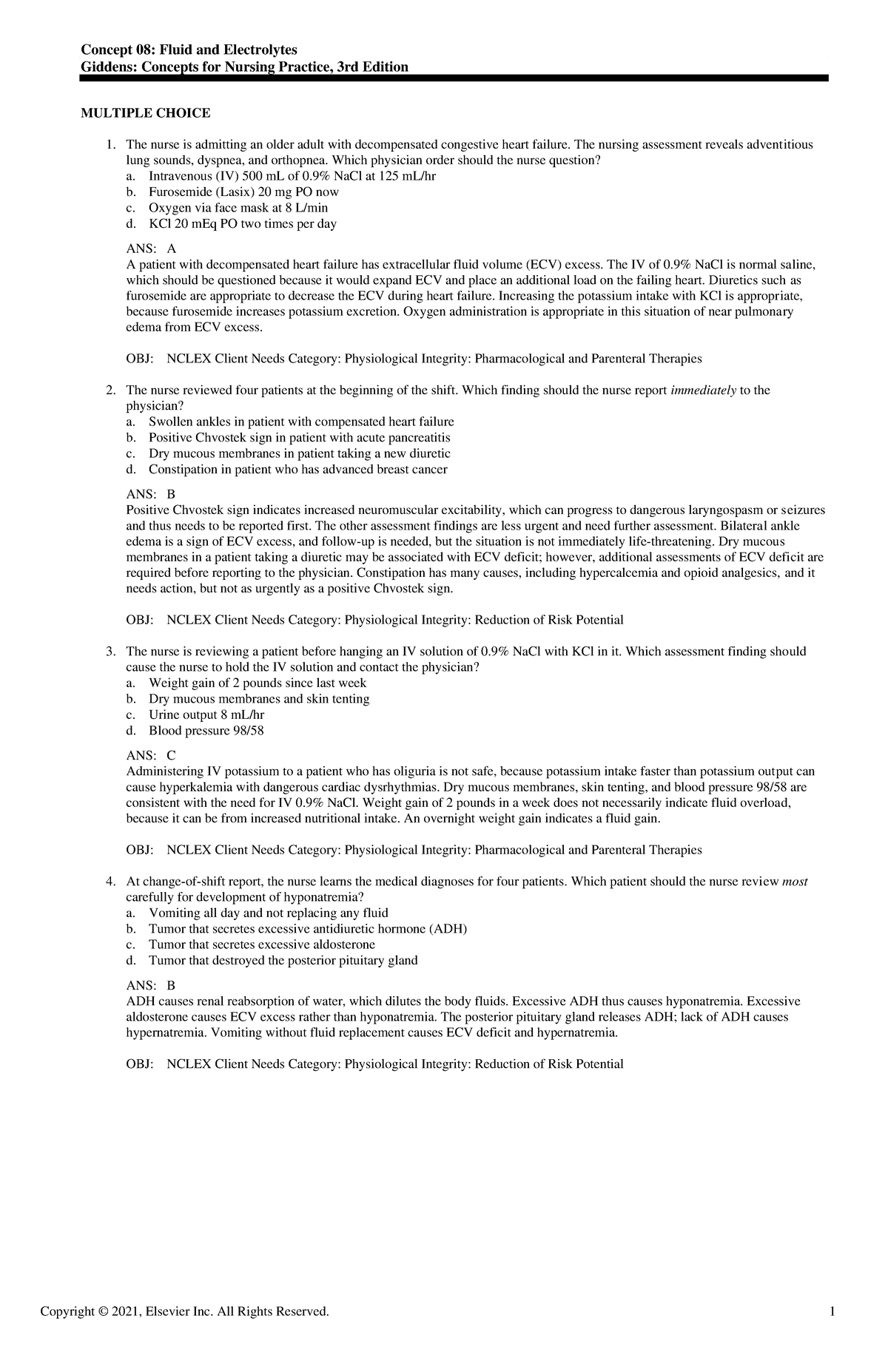 Exam View - Chapter 08 - Copyright © 2021, Elsevier Inc. All Rights ...