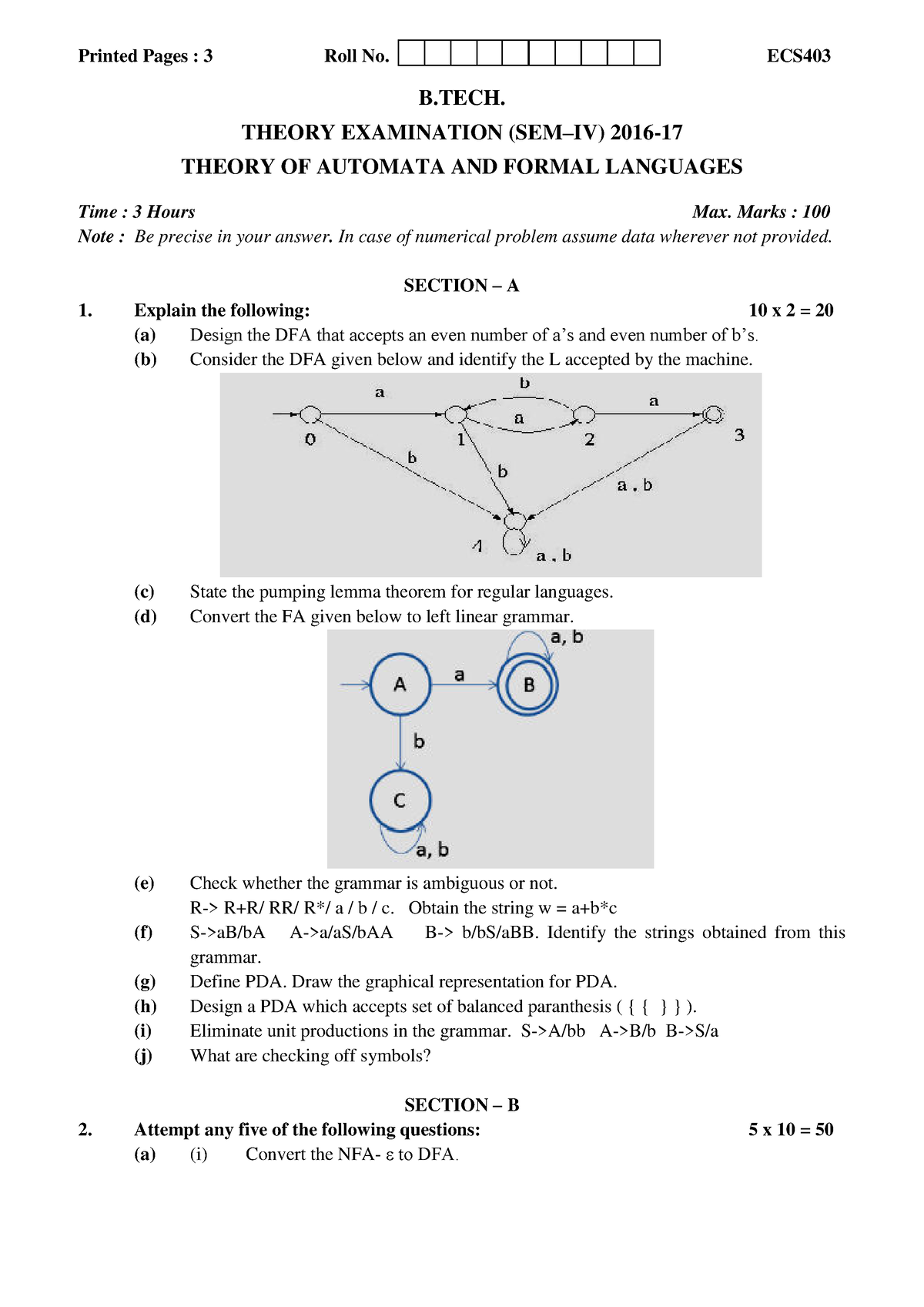 Theory-OF- Automata-AND- Formal- Languages-ECS403 - Printed Pages : 3 ...