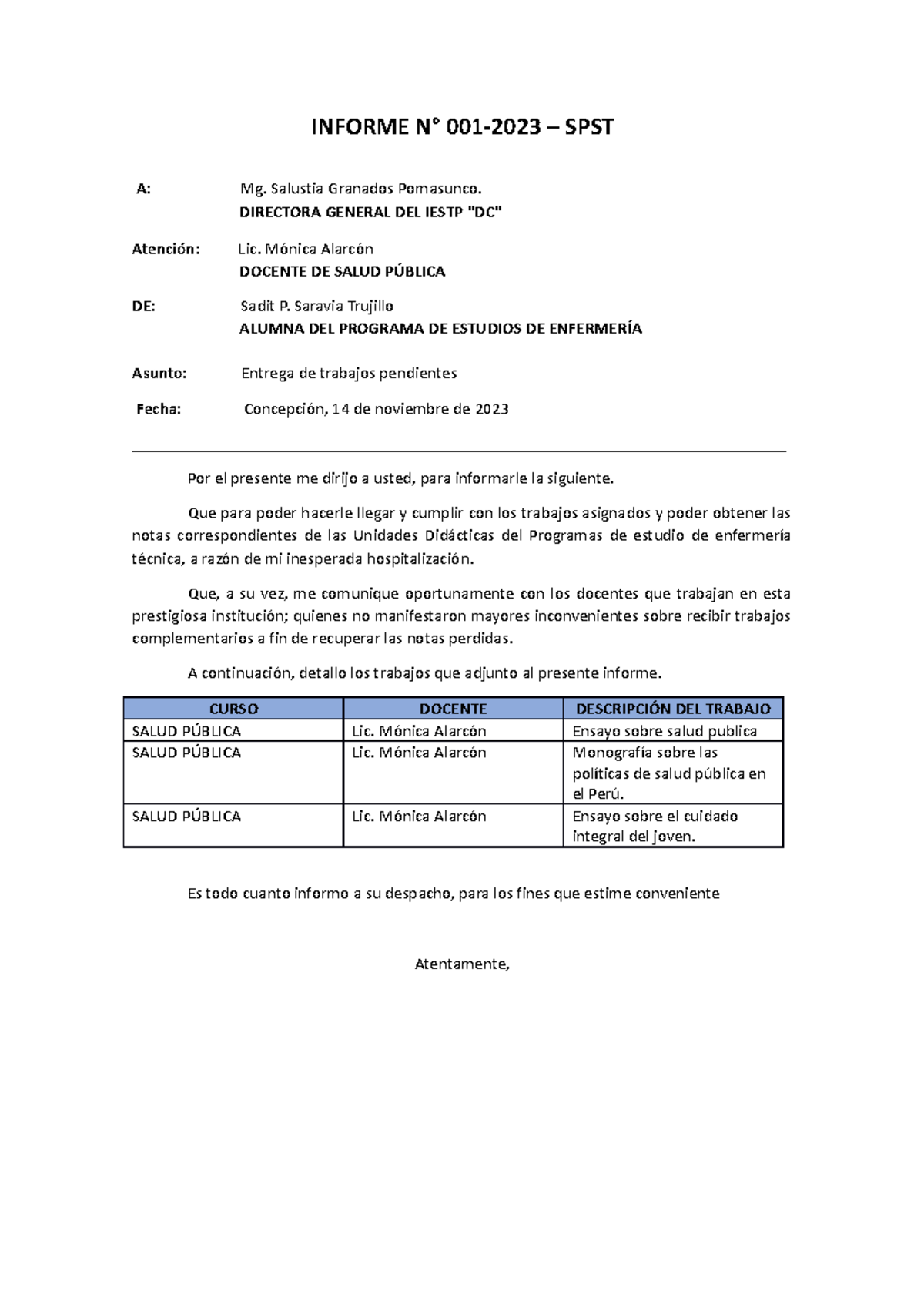 Informe Espero Te Ayude Suerte Informe Semanal N Nombre De La