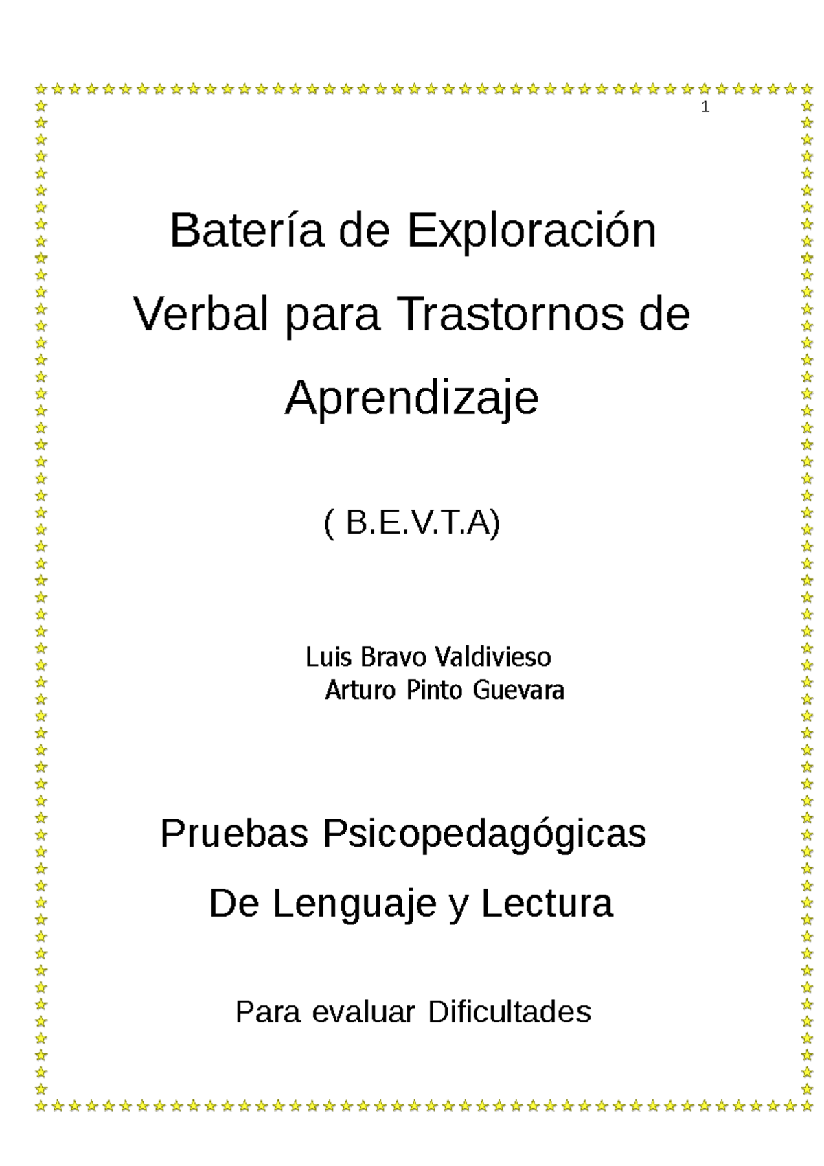 Bevta - MATERIAL DE APOYO - 1 Batería De Exploración Verbal Para ...