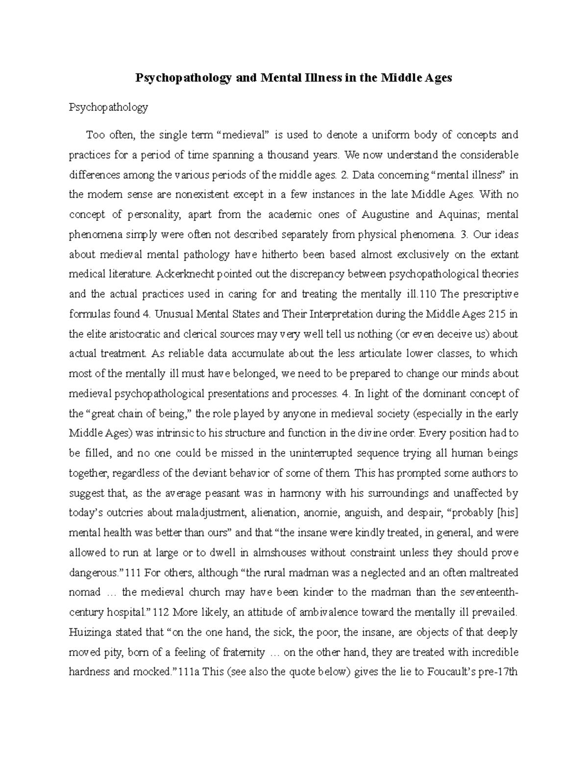 Psychopathology and Mental Illness in the Middle Ages - Psychopathology ...
