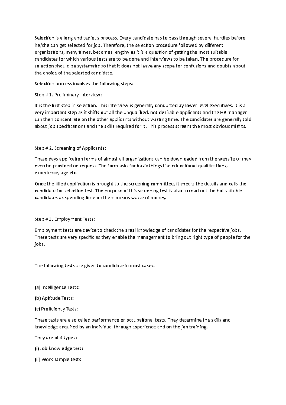 Script HRM presentation group work 4.3 nora - Selection is a long and ...