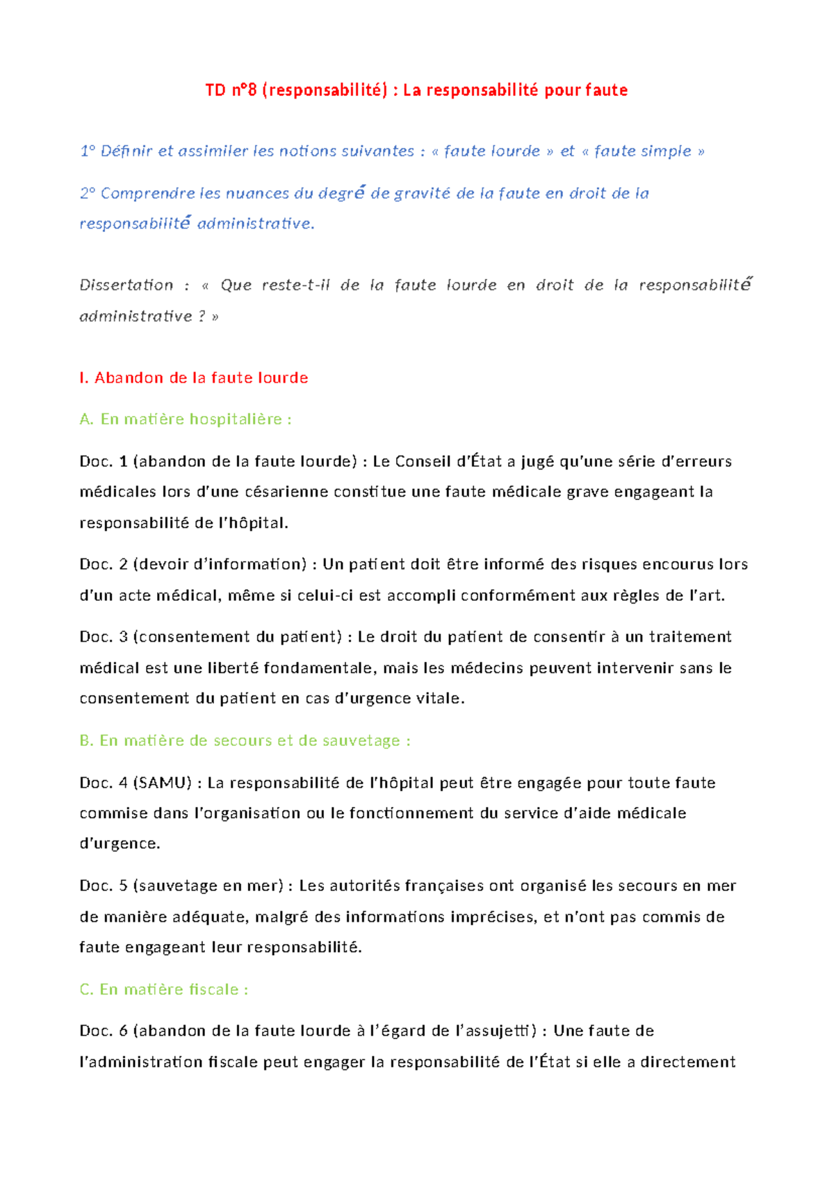 la faute lourde en droit administratif dissertation