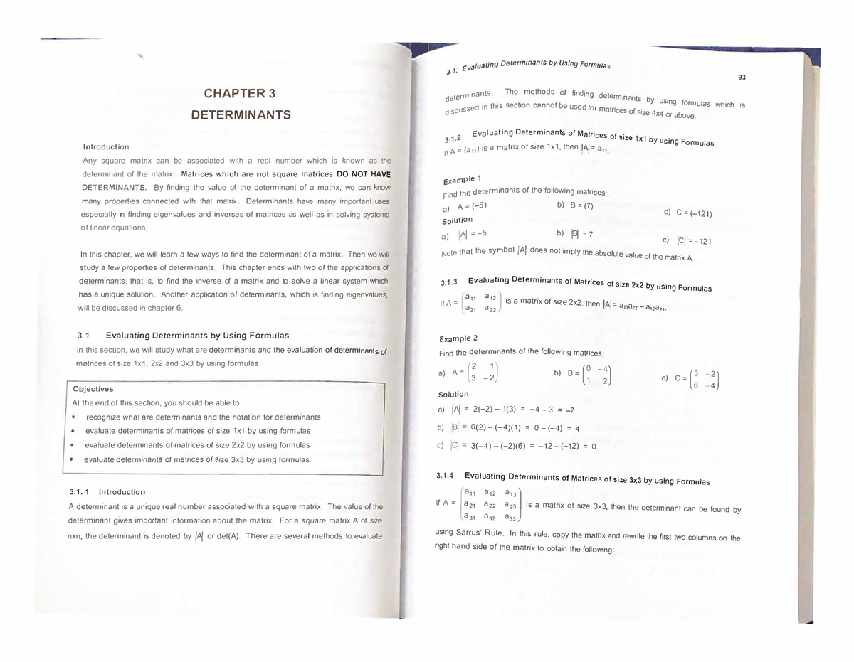 Chapter 3 - Mat423 Linear Algebra - Introduction CHAPTER 3 DETERMINANTS ...