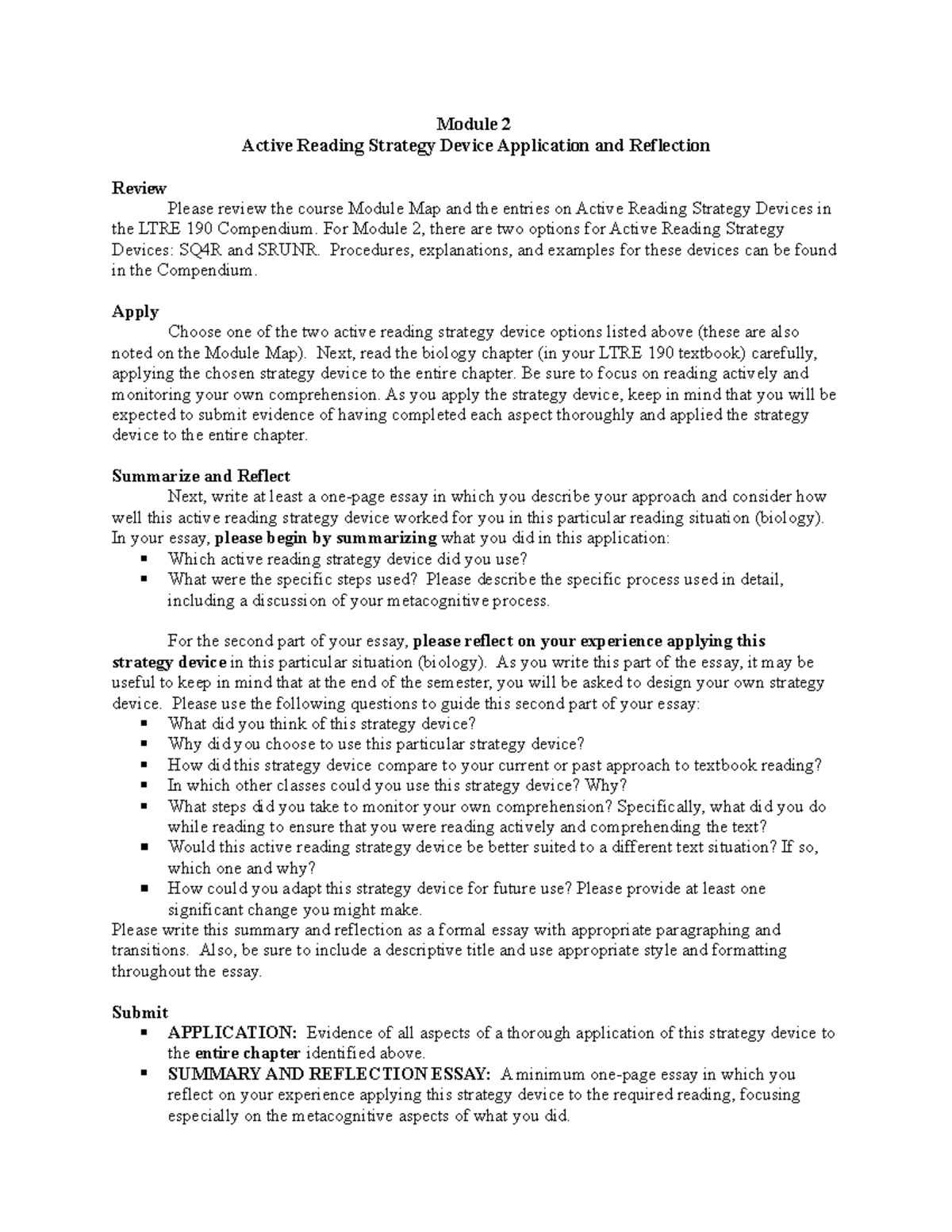 M2 Active Reading Strategy Device Application and Reflection - Module 2 ...