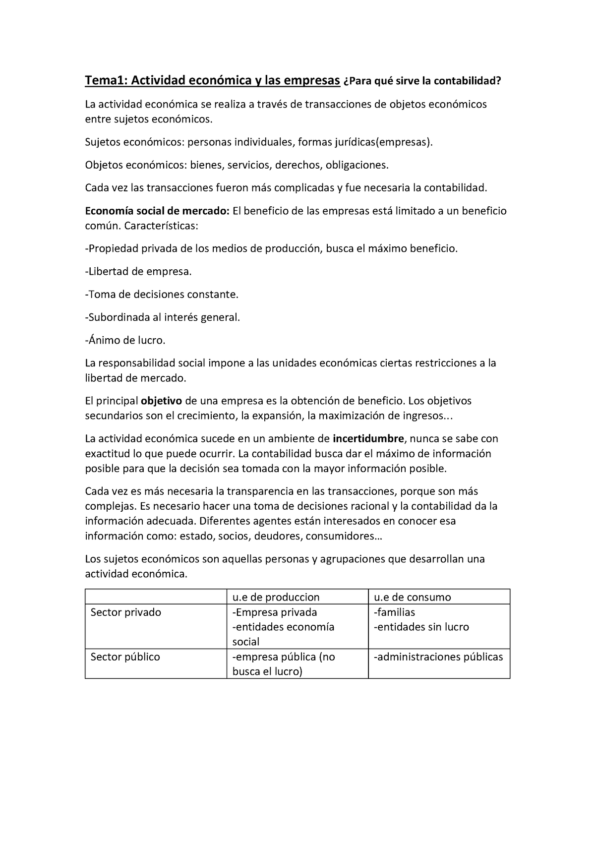 Apuntes Parcial 1 Tema1 Actividad Económica Y Las Empresas ¿para Qué Sirve La Contabilidad 6796