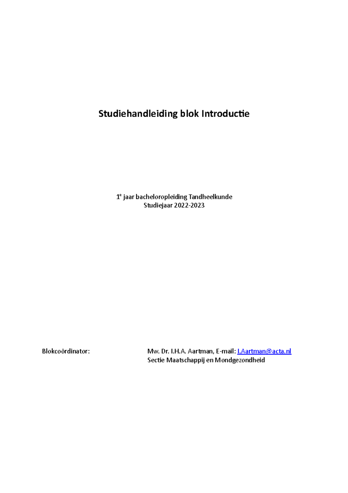 Studiehandleiding Blok Introductie 2022-2023 - Studiehandleiding Blok ...