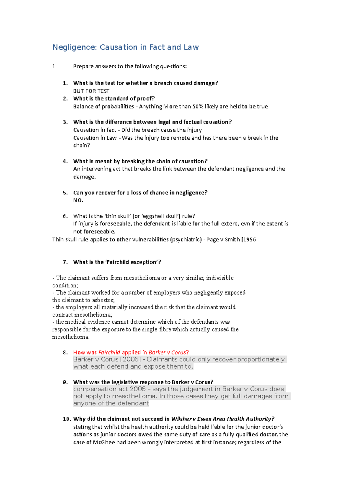 Causation IN FACT AND LAW - Negligence: Causation in Fact and Law 1 ...