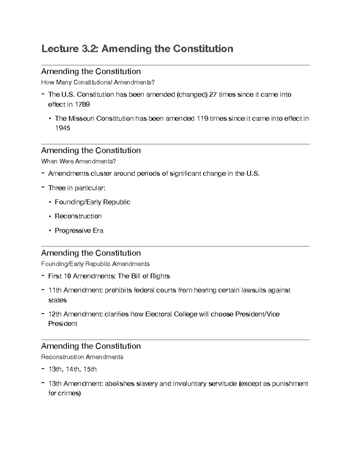 Lecture 3 Lecture 3 Amending The Constitution Amending The