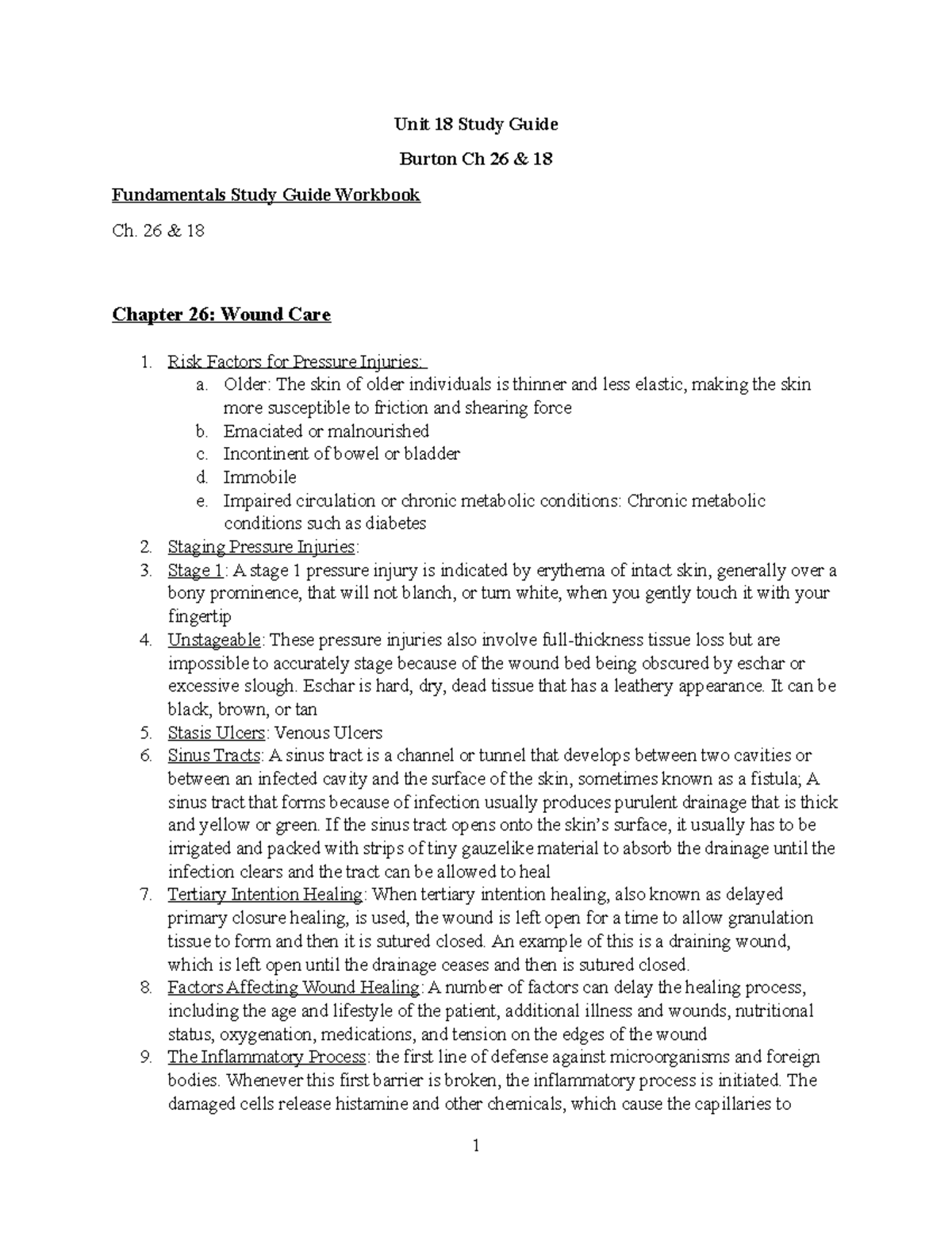 Unit 18 Study Guide - LPN NOTES - Unit 18 Study Guide Burton Ch 26 & 18 ...