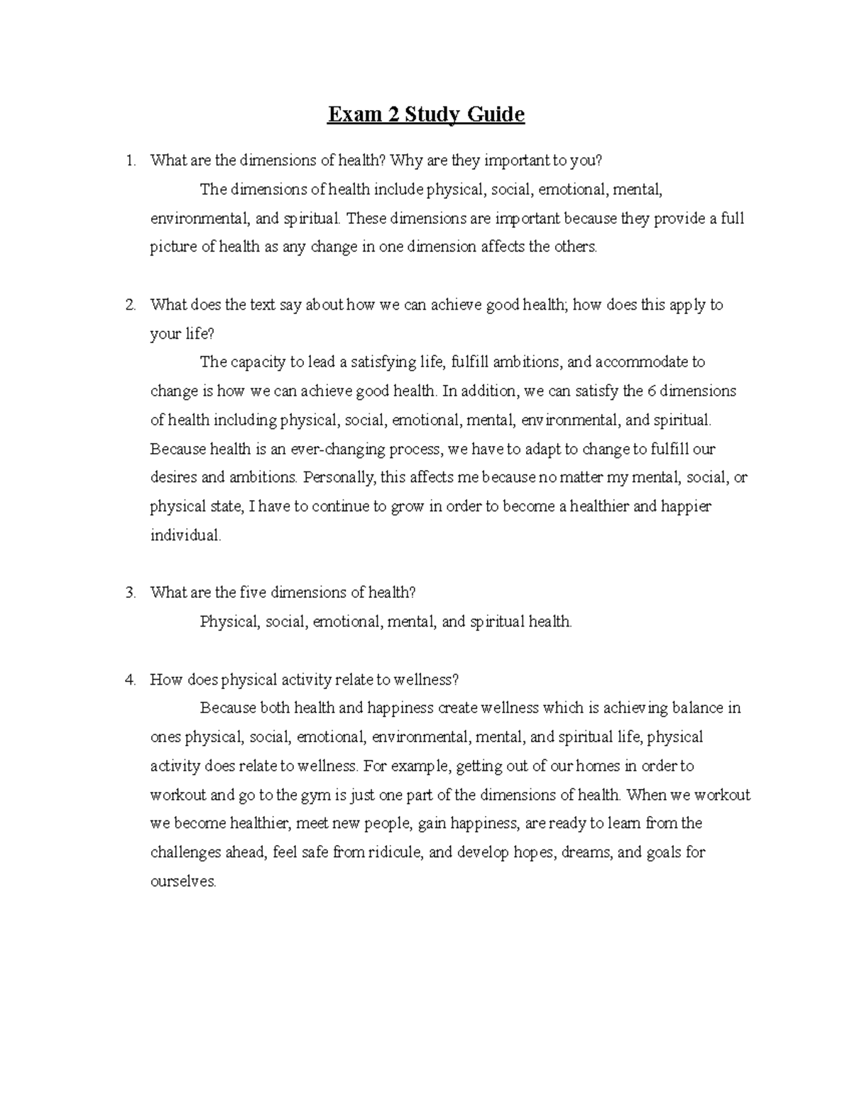 Exam 2 study review (KINE) - Exam 2 Study Guide What are the dimensions ...