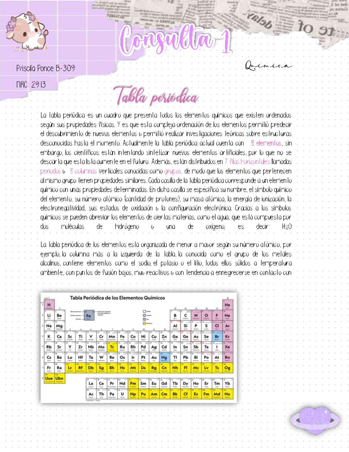 Consulta Q1 tabla periodica Pp Consulta 1 Priscila Ponce B NRC 2913