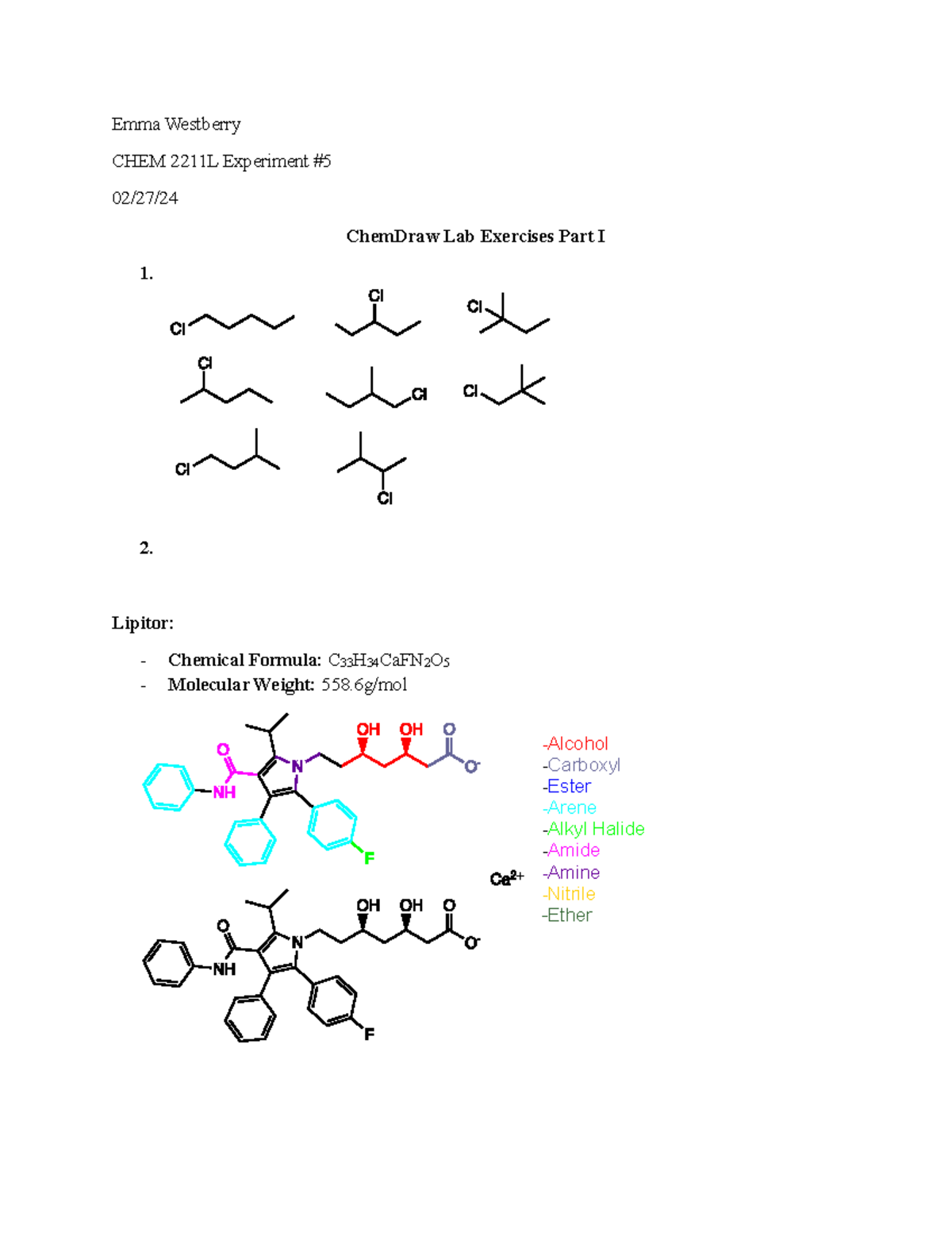 CHEM 2211L UGA Experiment 5 - Emma Westberry CHEM 2211L Experiment # 02 ...