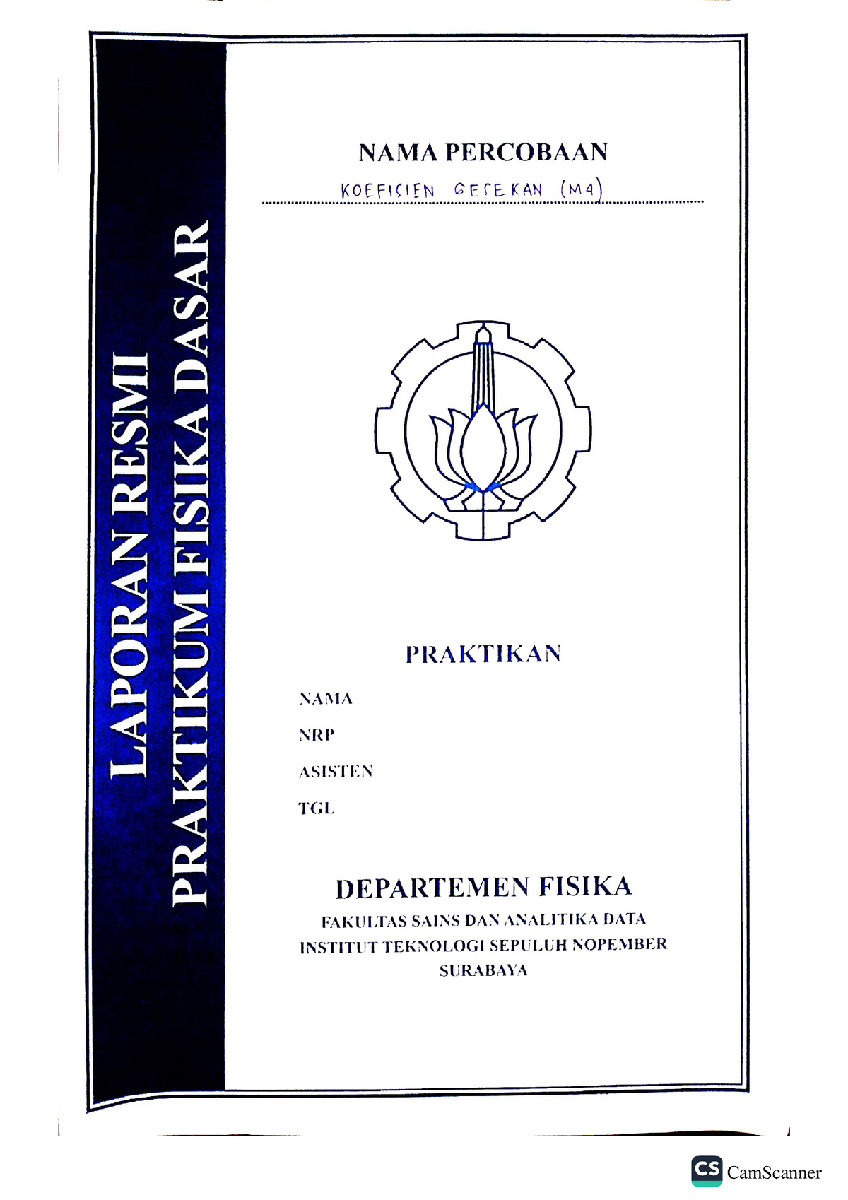 Laporan Praktikum Fisika Dasar Koefisien Gesekan - Fisika Dasar I ...