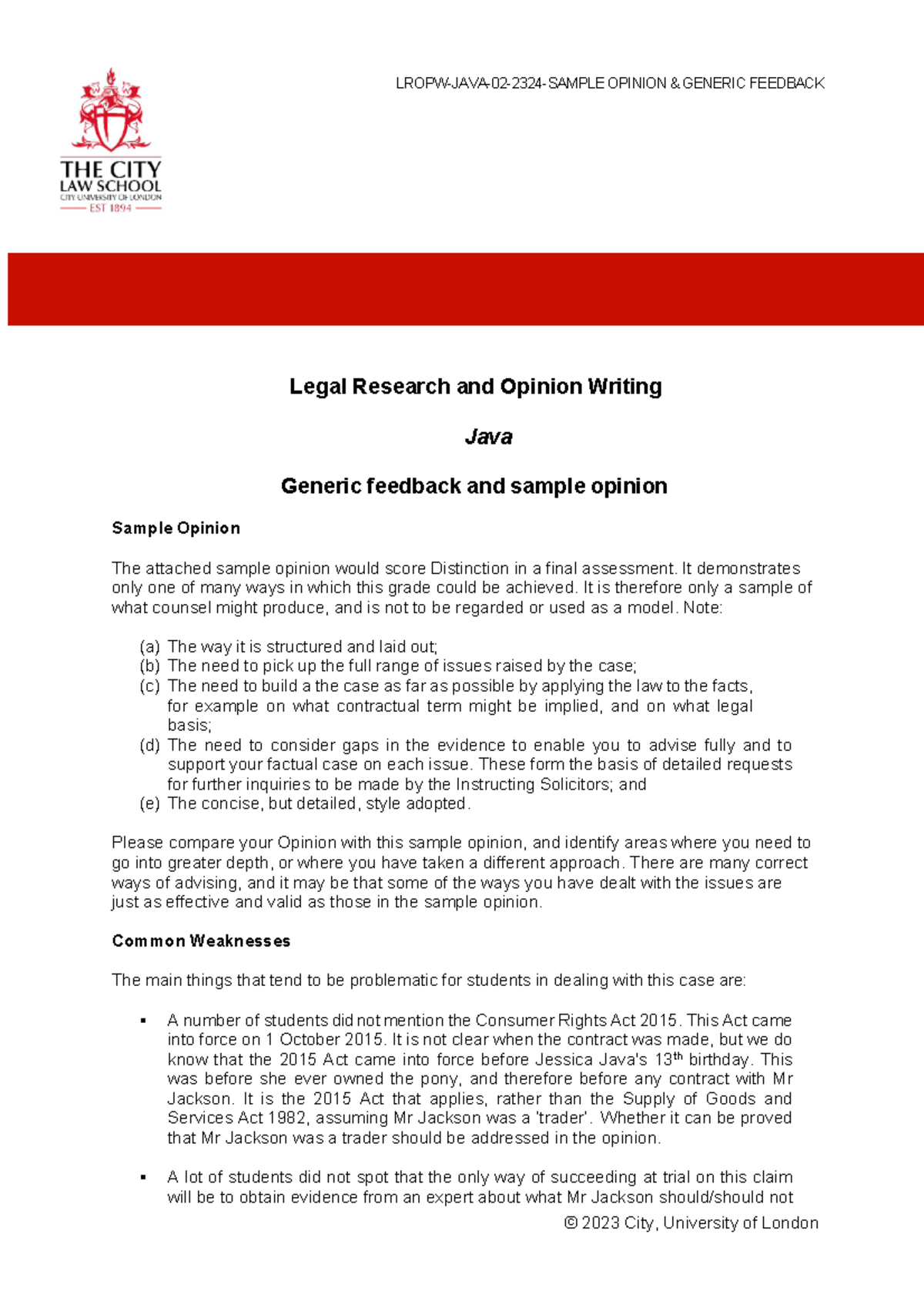 Java Sample Opinion - Java - Legal Research and Opinion Writing Java ...