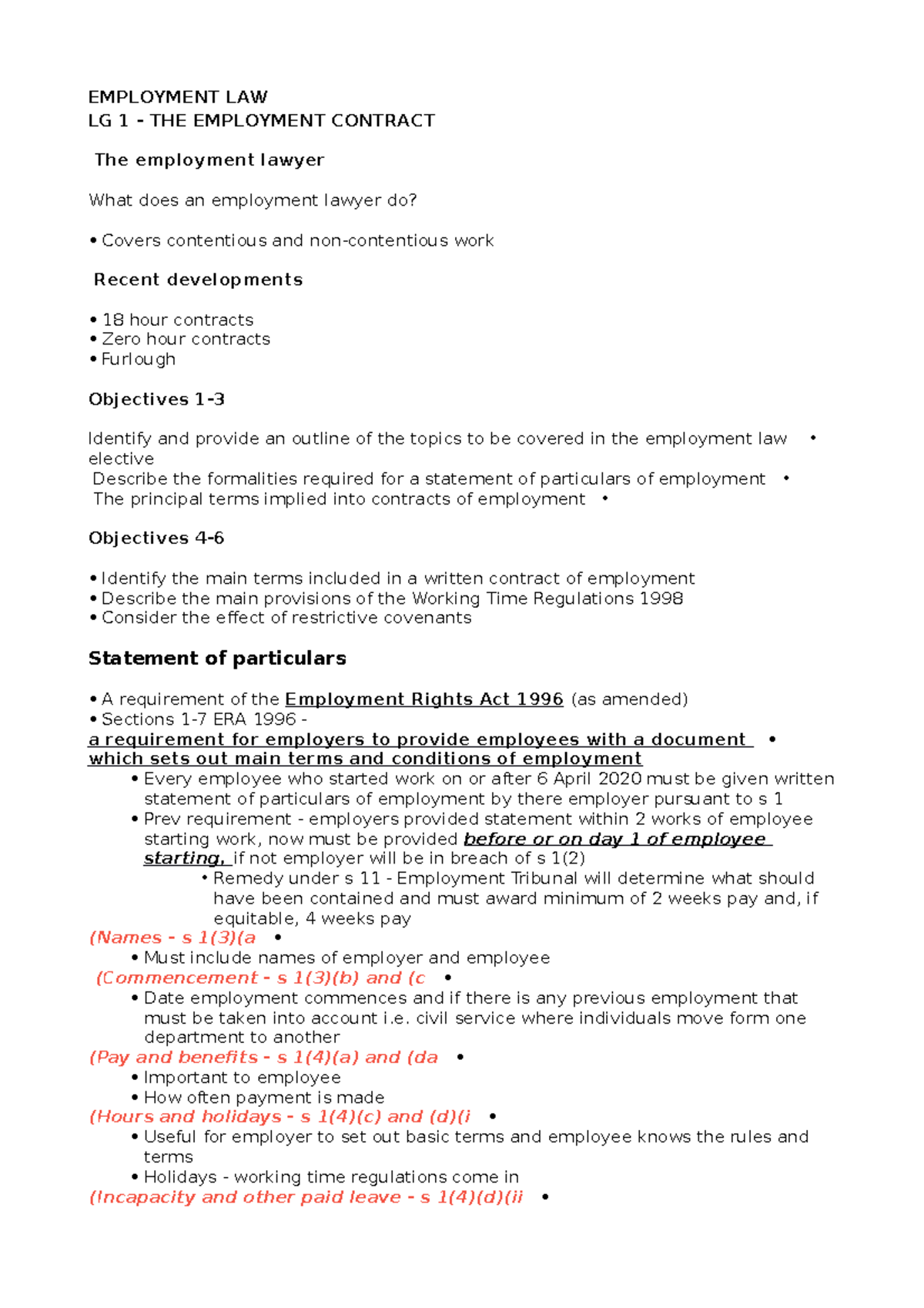 Employ LG 1 - The Employment Contract - EMPLOYMENT LAW LG 1 - THE ...