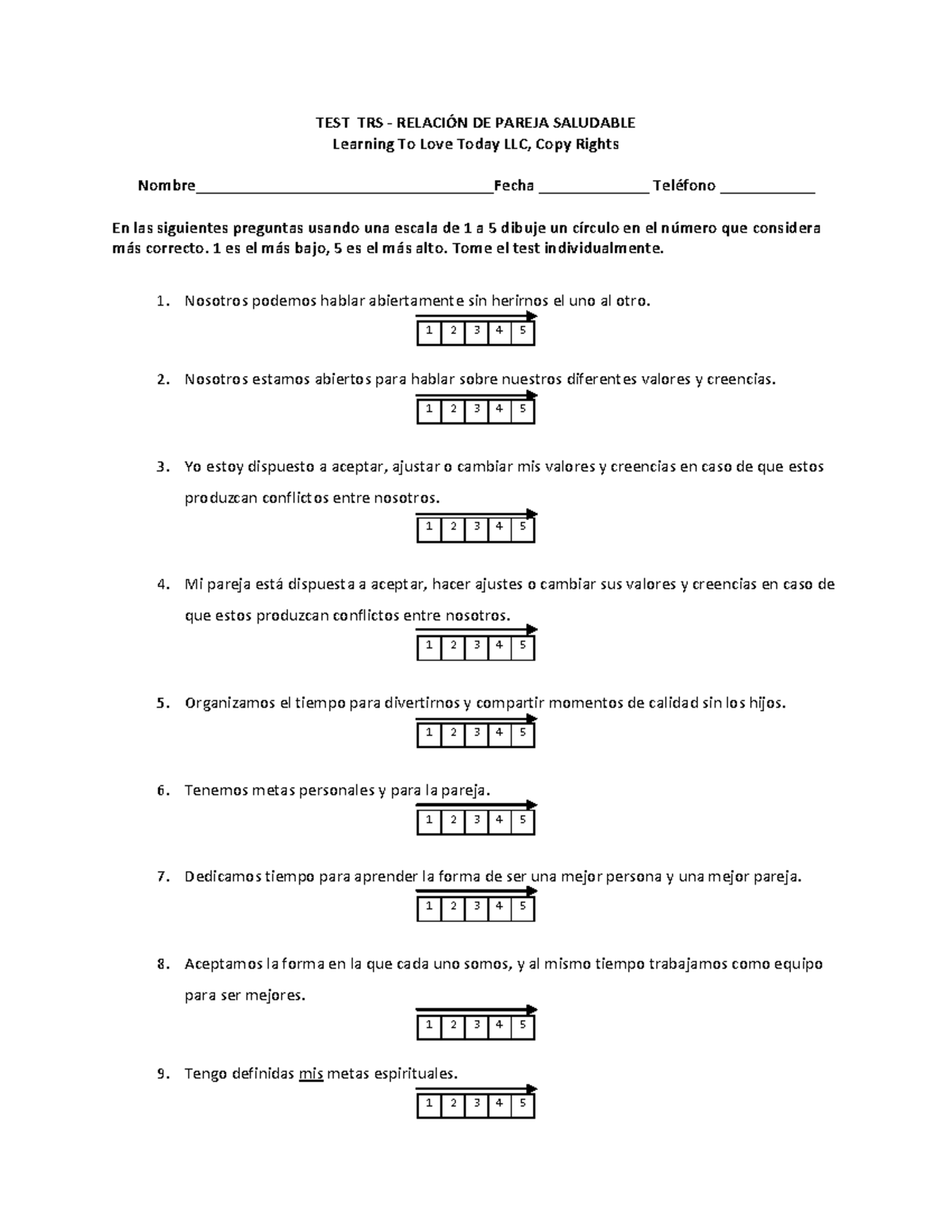 Test de la Relación Saludable (TRS) - TEST TRS - RELACIÓN DE PAREJA ...