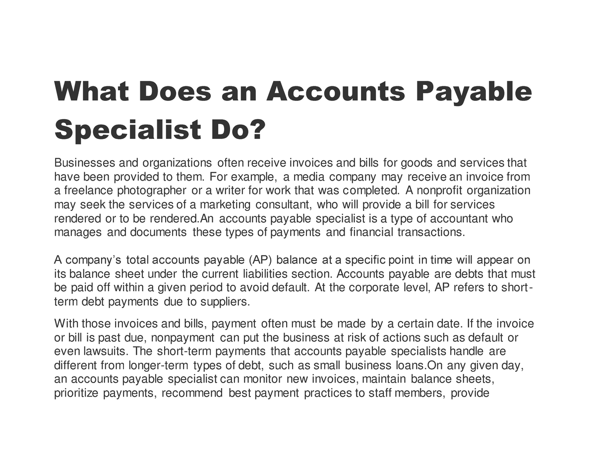 What Does An Accounts Payable Specialist Do What Does An Accounts   Thumb 1200 927 