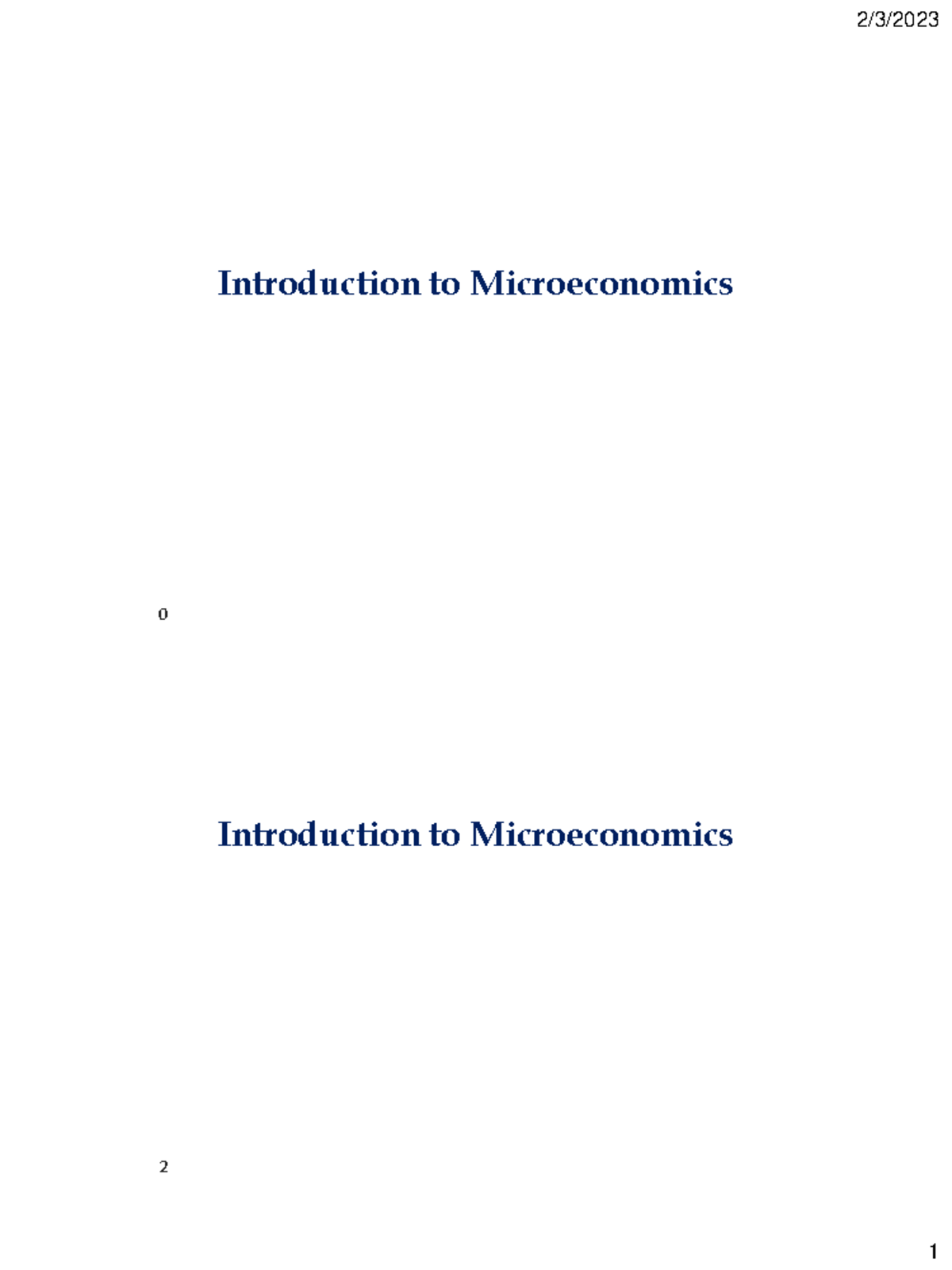 Week1 S2023 Eco213 Lecture 1 Slides - Introduction to Microeconomics ...