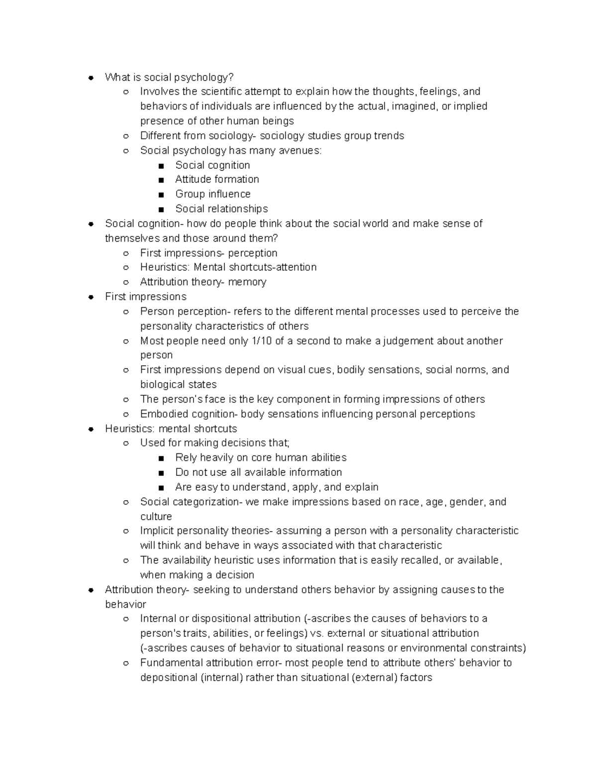 Chapter 13 Notes - What is social psychology? Involves the scientific ...
