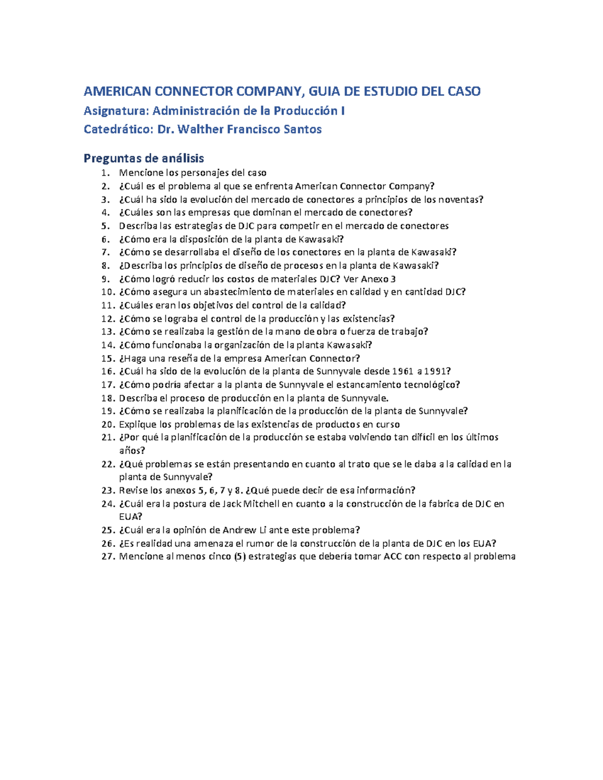 Guia de Estudio ACC LECTURA AMERICAN CONNECTOR COMPANY, GUIA DE