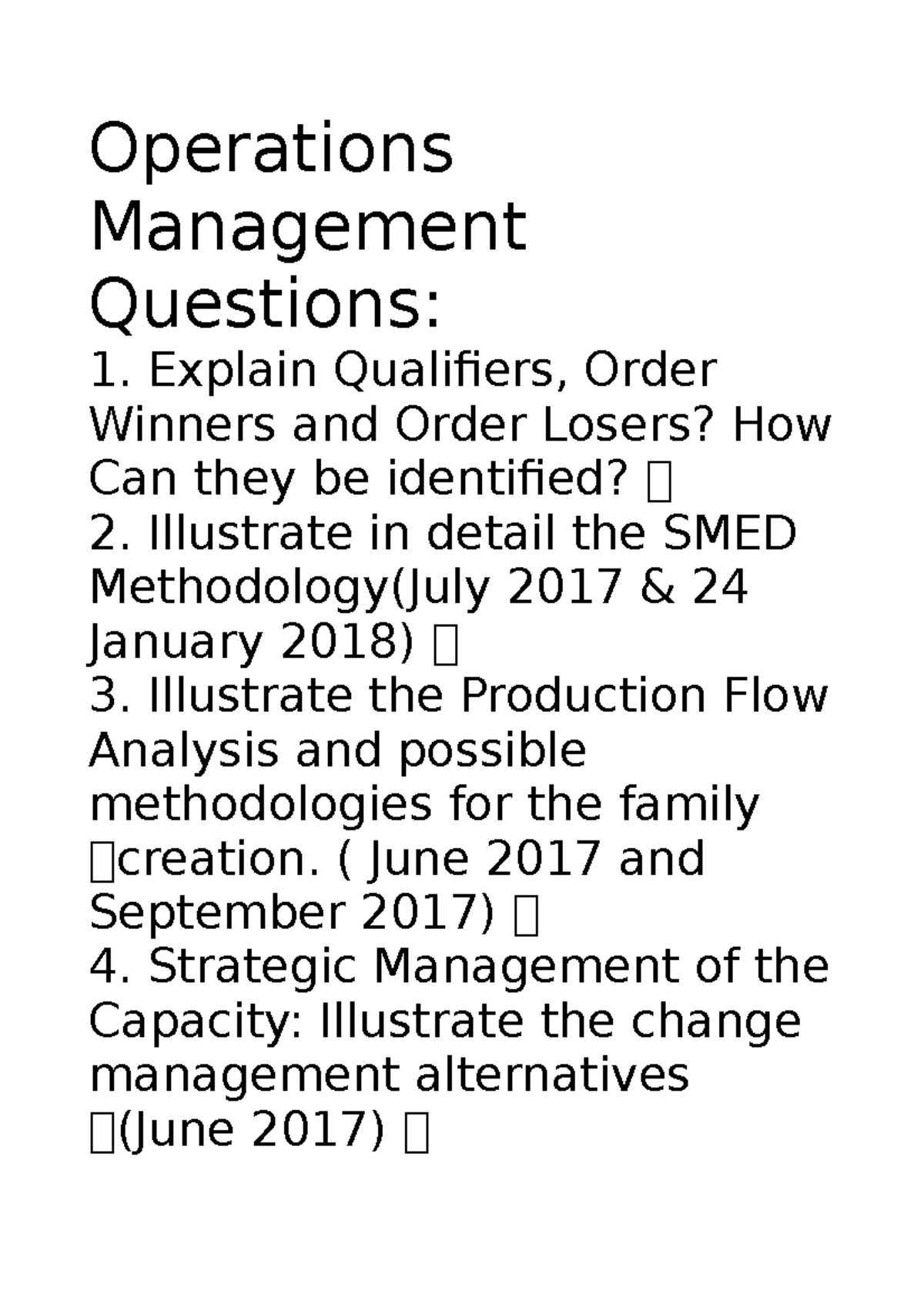 Operations Management Questions - Operations Management Questions: 1 ...
