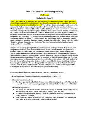 POLS 1101 Exam 1 - Exam 1 - POLS 1101: American Government Professor ...