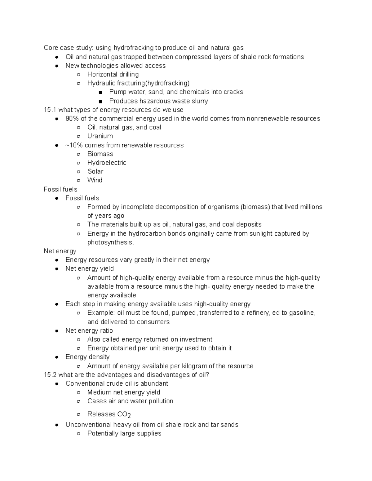 Intro to Environmental Science - Core case study: using hydrofracking ...